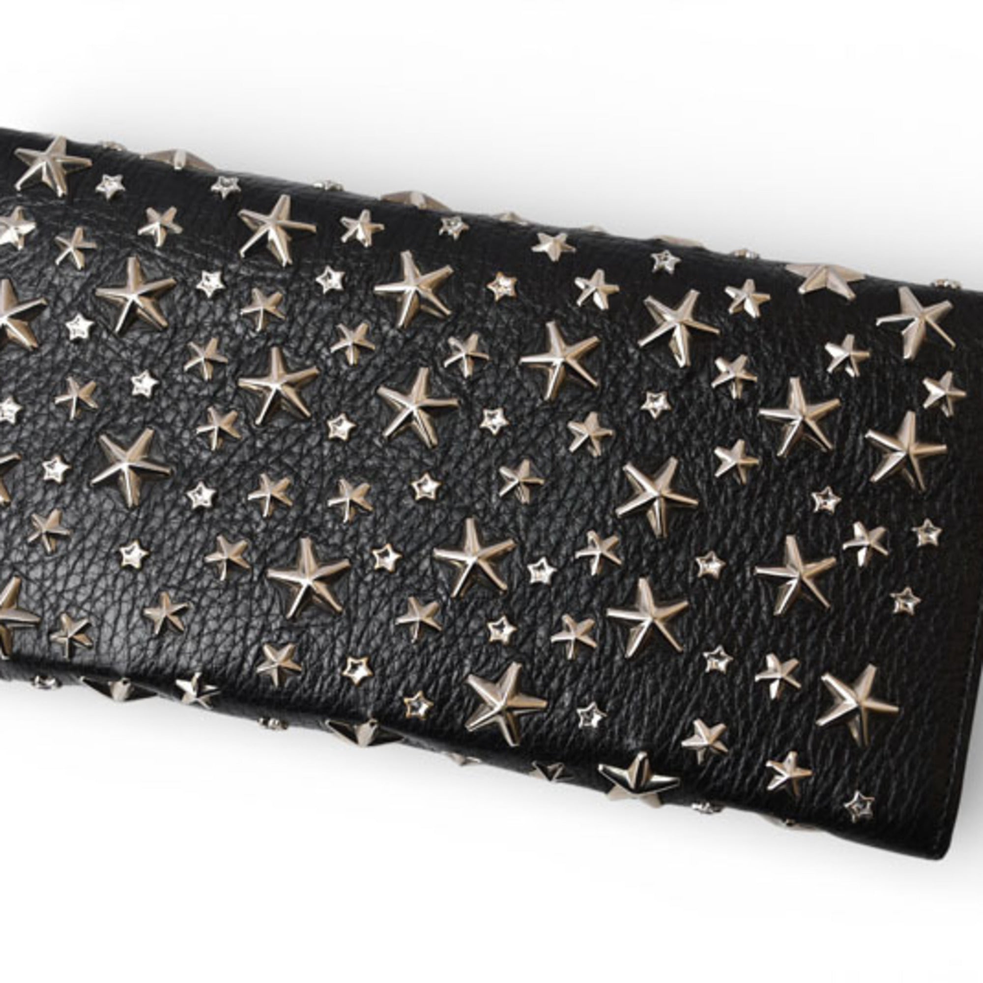 Jimmy Choo Black Leather Rhinestone Chain/Shoulder Wallet (Pre-Owned)