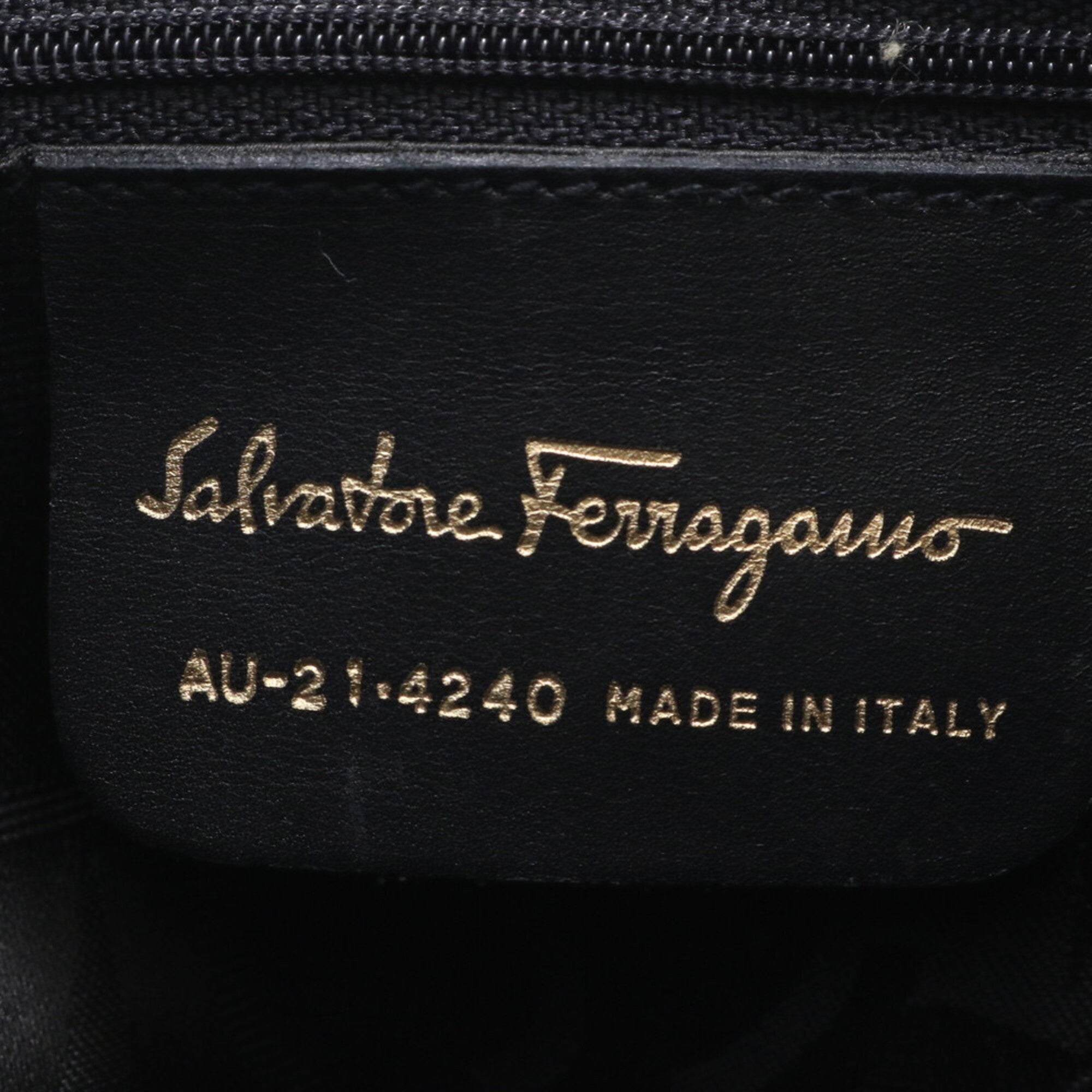 Salvatore Ferragamo Vara Black Canvas Leather Handbag Tote Bag (Pre-Owned)
