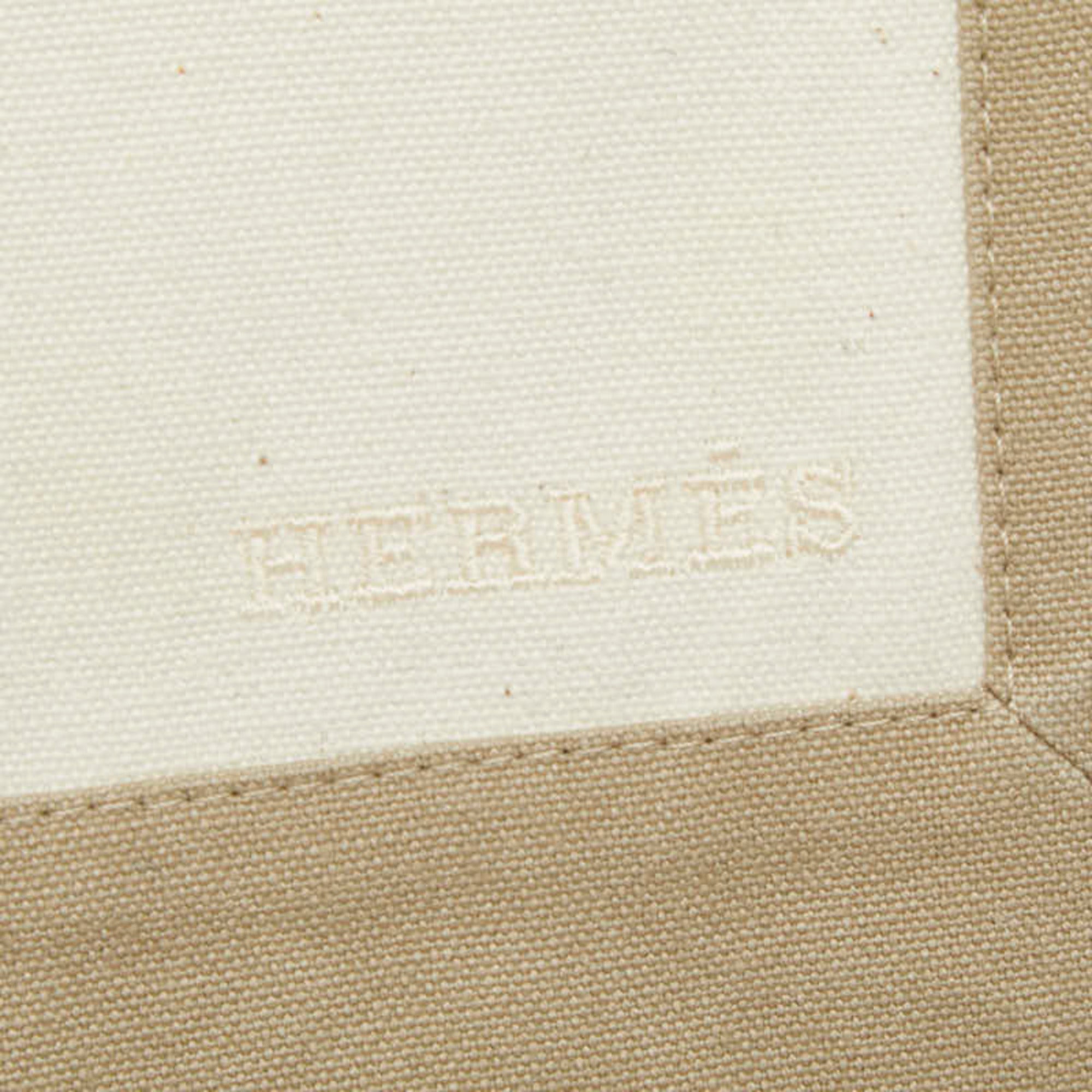 Hermes Beige Ivory Canvas Clutch Bag (Pre-Owned)