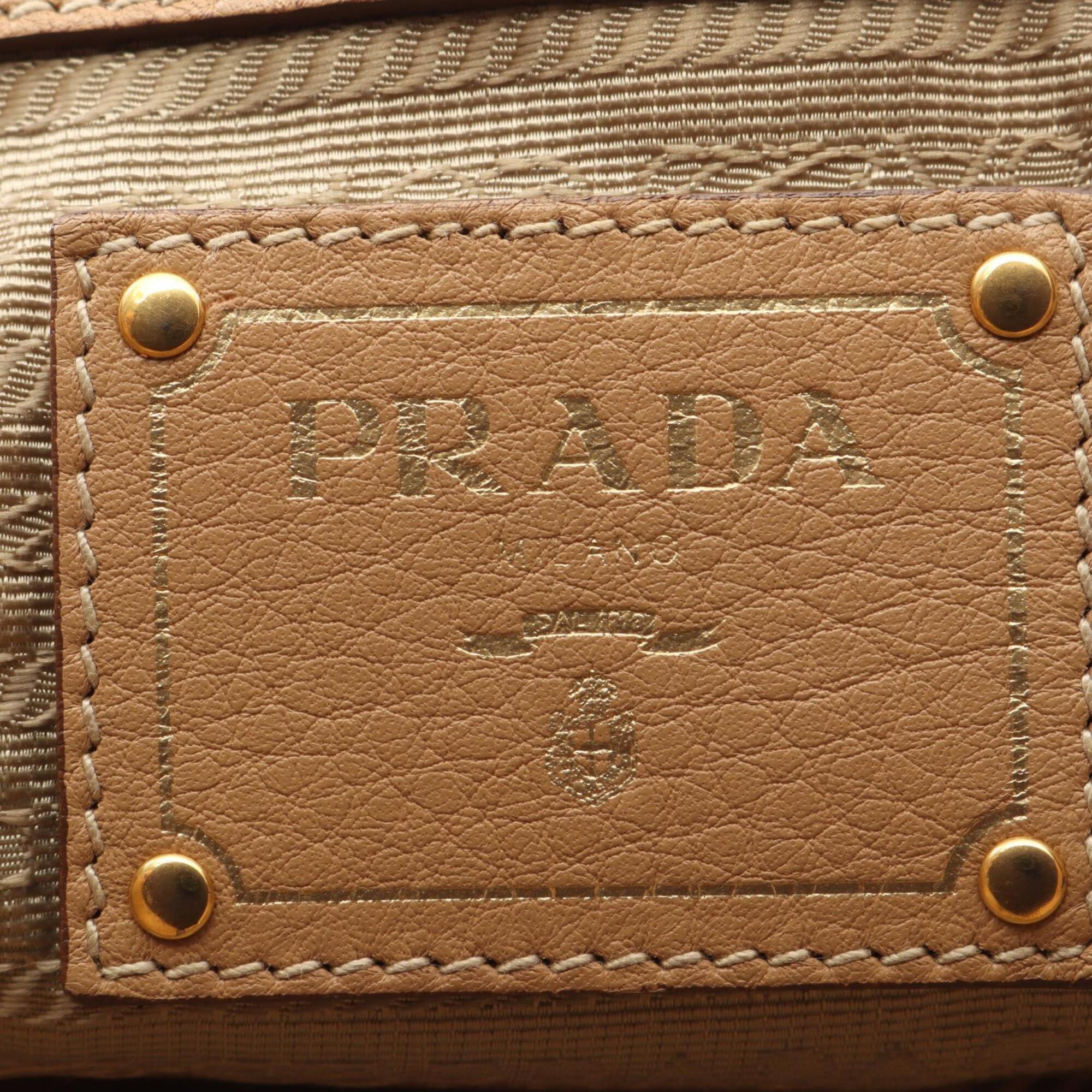 Prada Beige Leather Handbag Tote Bag (Pre-Owned)