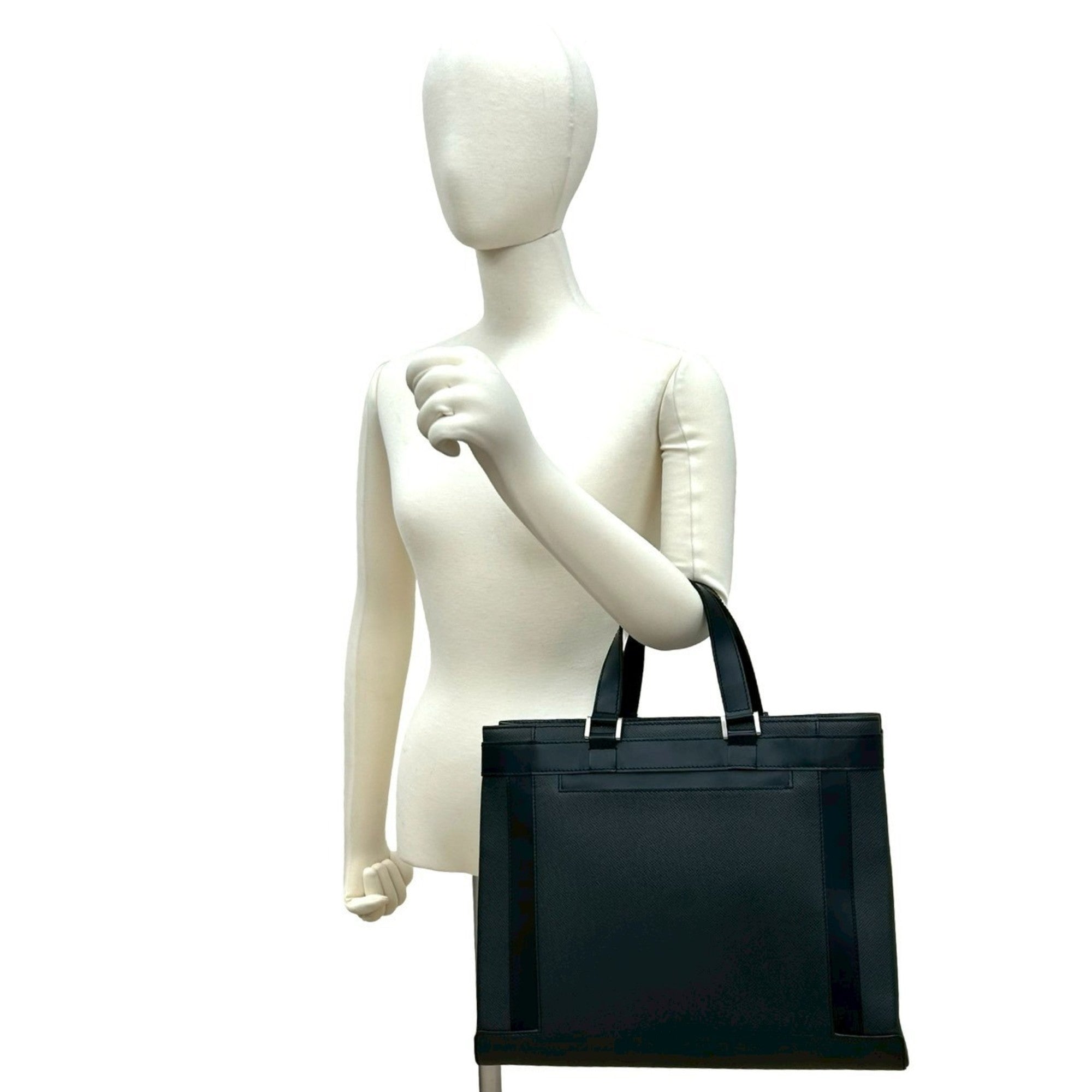 Louis Vuitton Black Leather Tote Bag (Pre-Owned)
