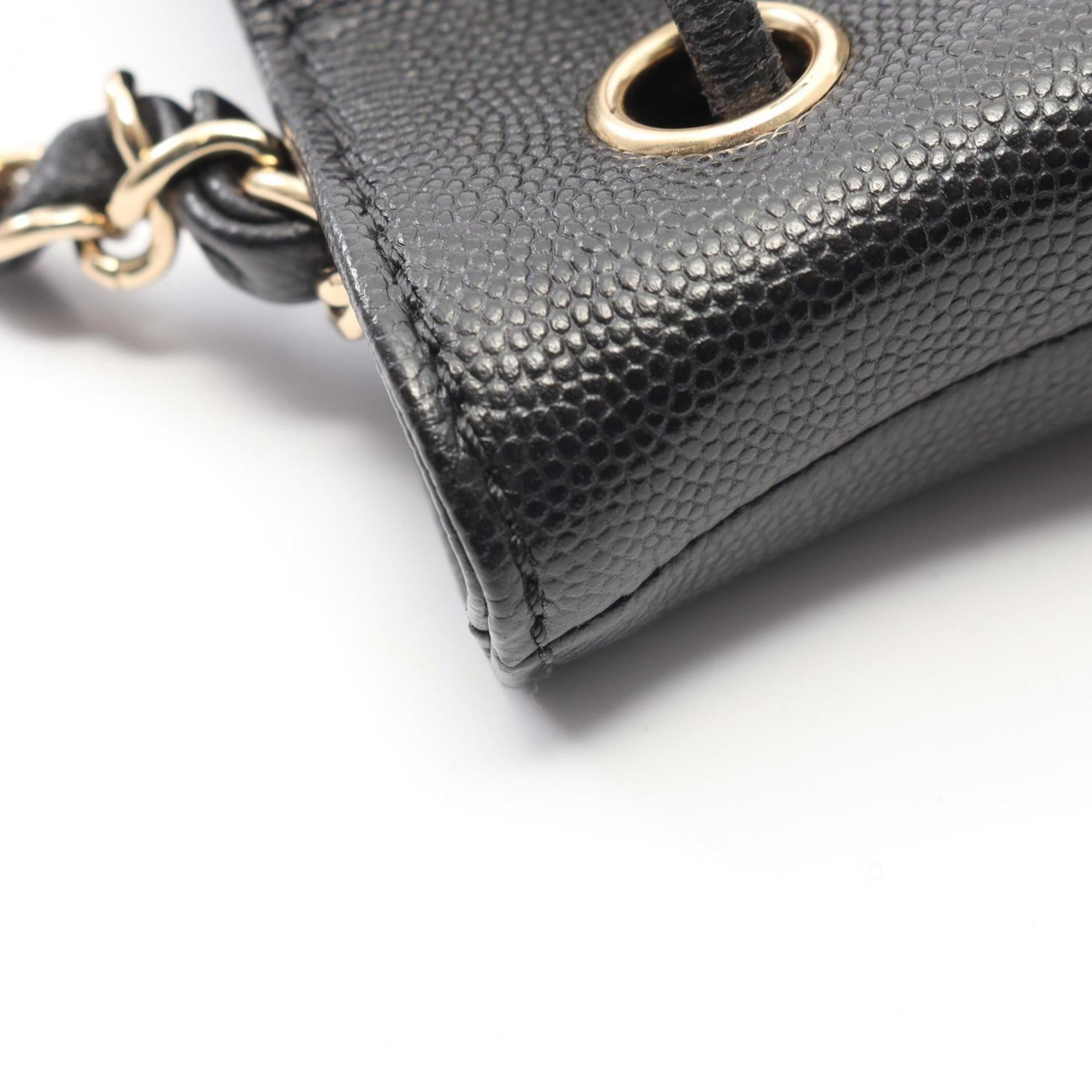 Chanel Black Leather Handbag Shoulder Bag (Pre-Owned)