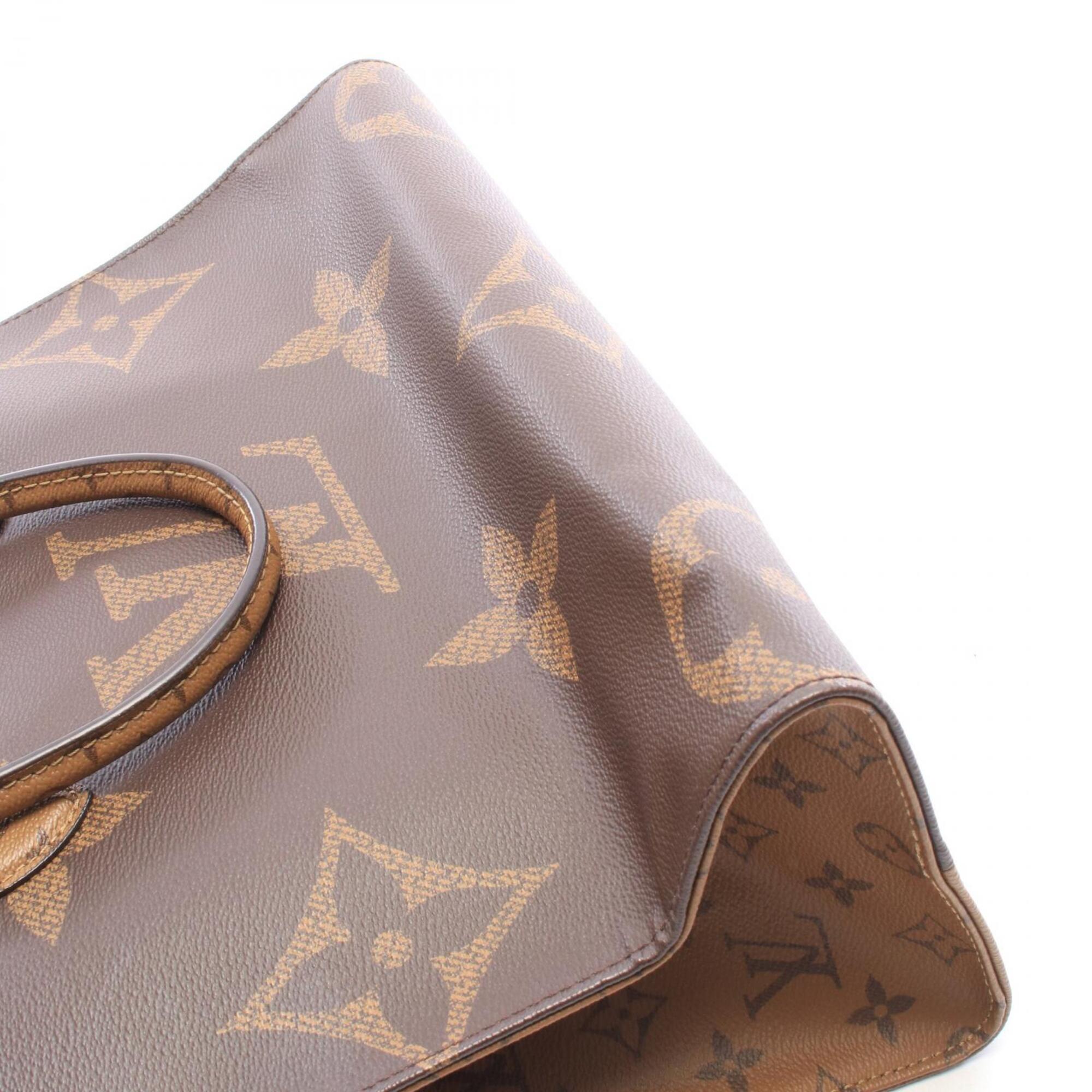 Louis Vuitton Beige Brown Coated Canvas Leather Handbag Tote Bag (Pre-Owned)