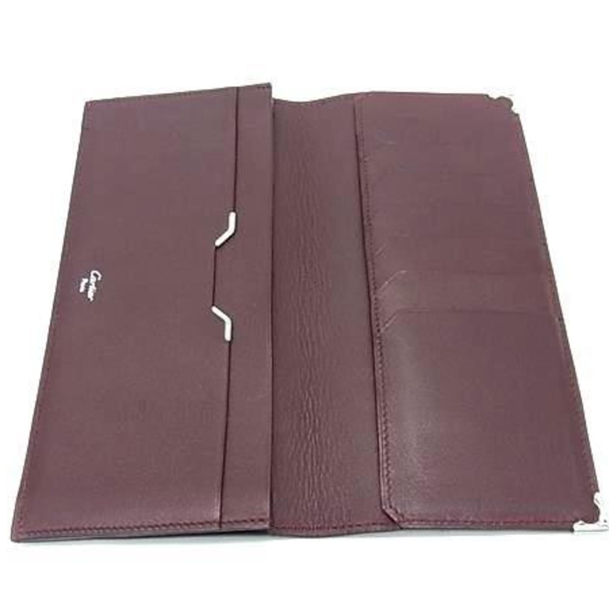 Cartier Cabochon Black Leather Long Wallet (Bi-Fold) (Pre-Owned)