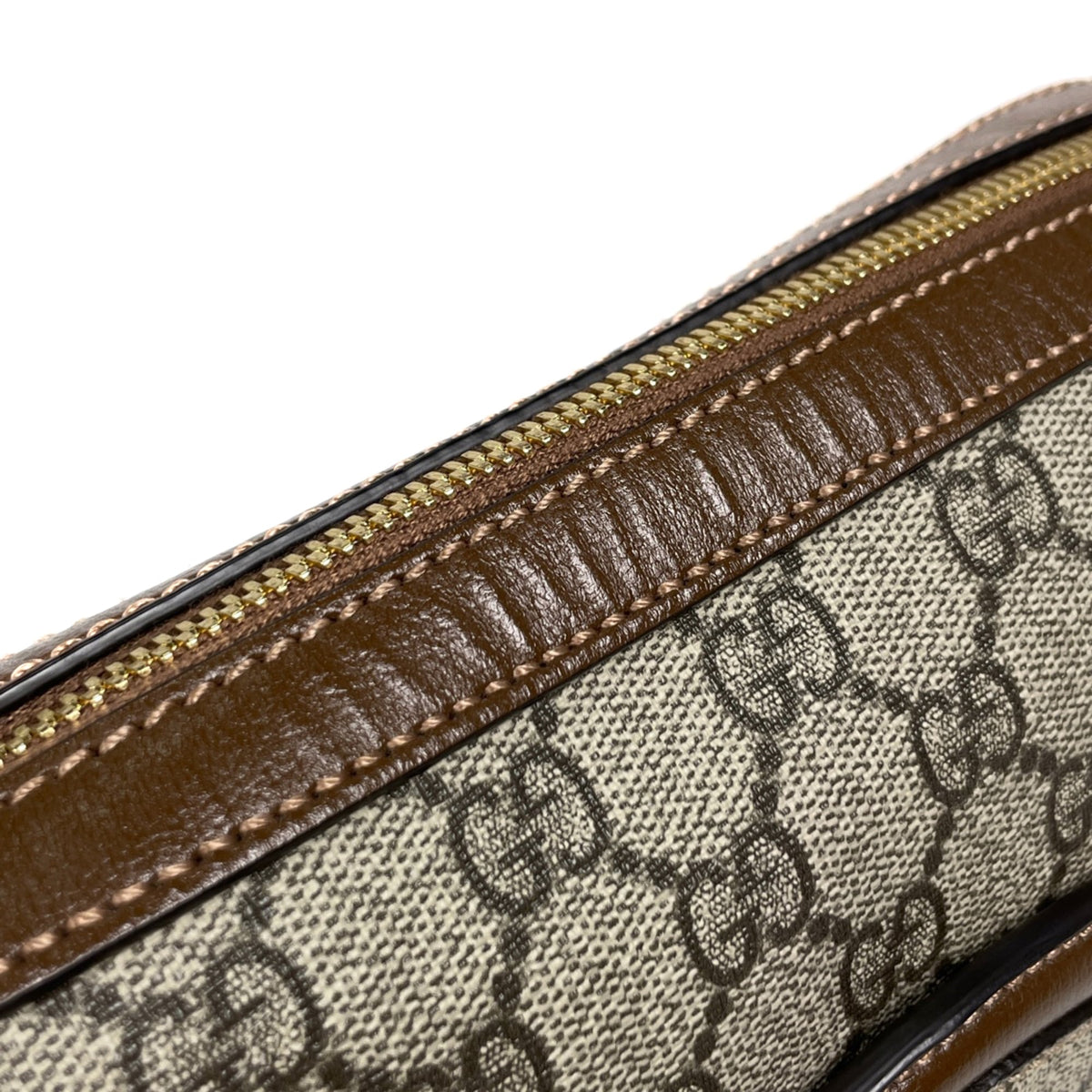 Gucci Beige Brown Coated Canvas Leather Shoulder Bag (Pre-Owned)
