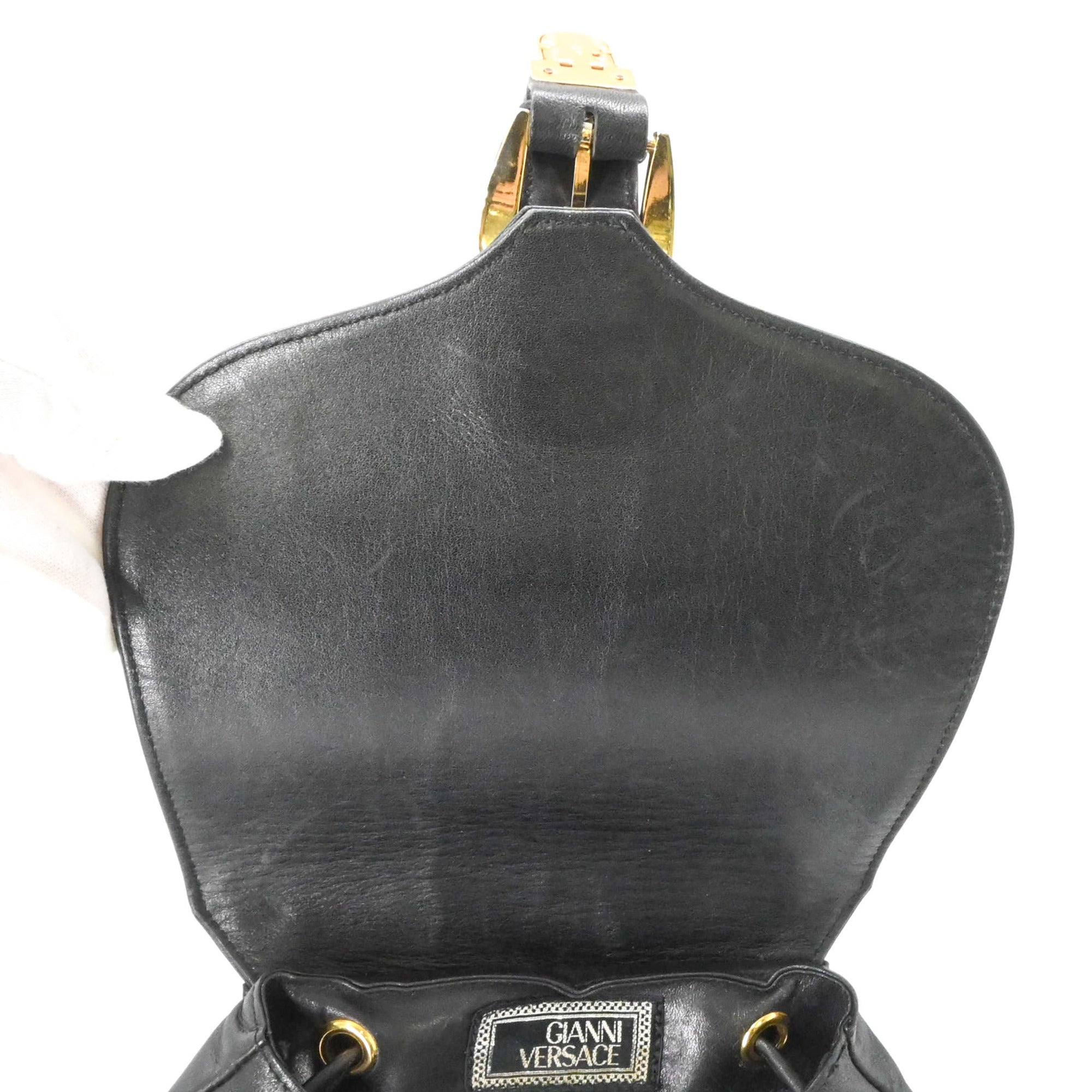 Versace Black Leather Backpack (Pre-Owned)
