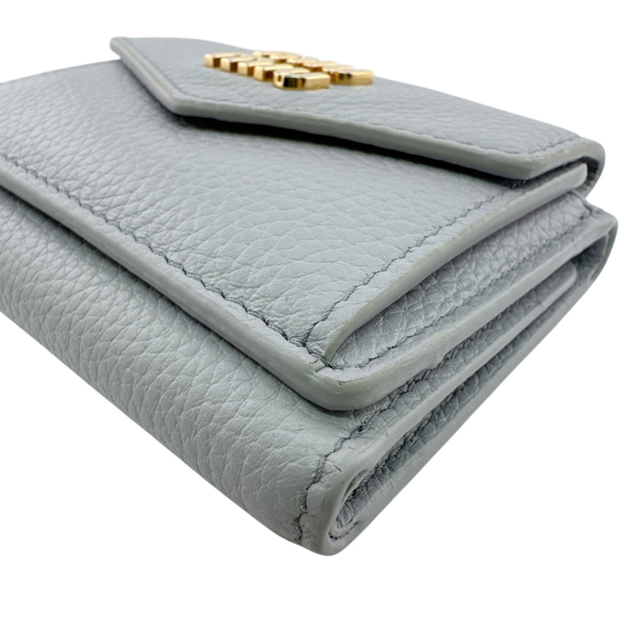Miu Miu Blue Light Blue Gray Leather Wallet (Tri-Fold) (Pre-Owned)