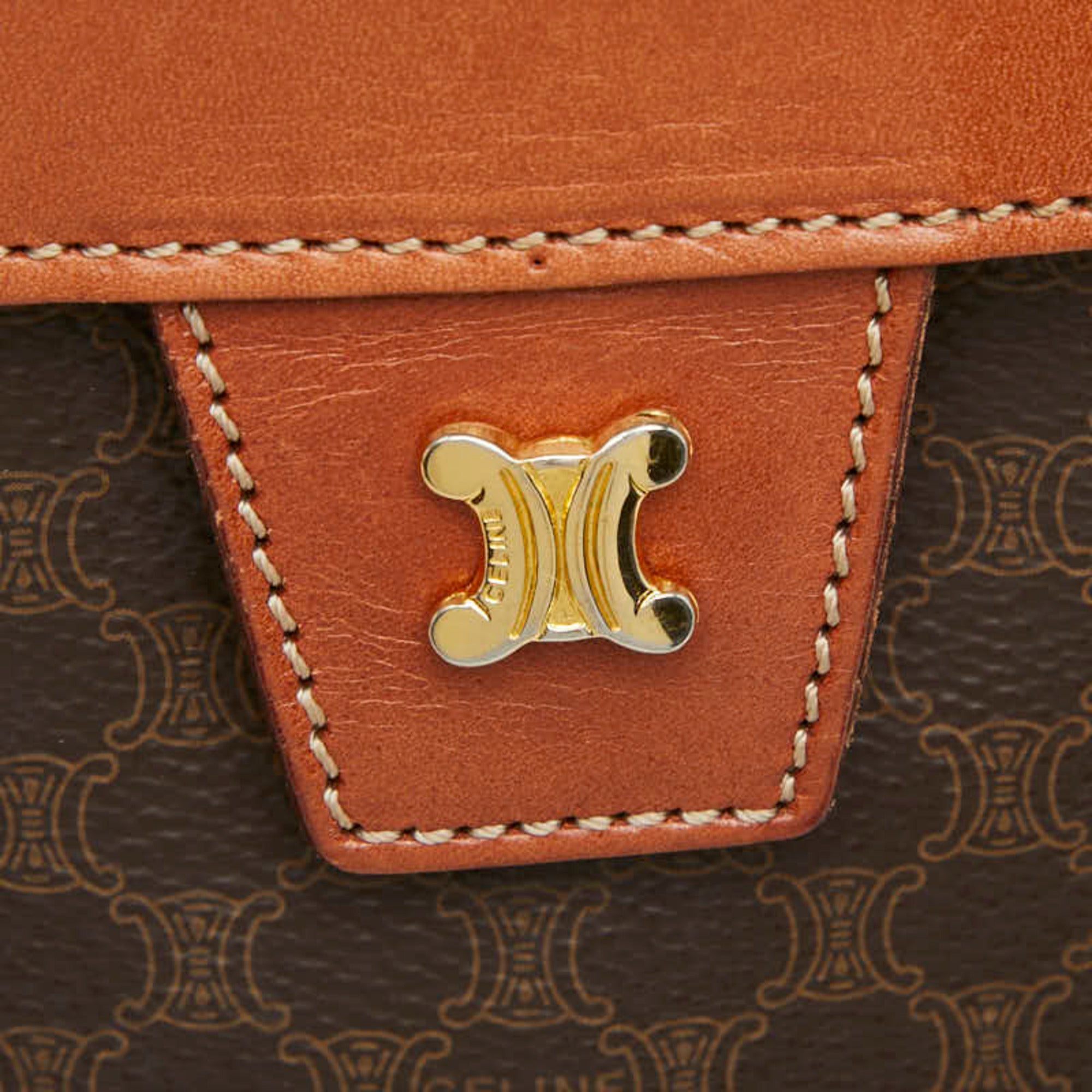 Celine Brown Pvc Shoulder Bag Vanity Bag (Pre-Owned)