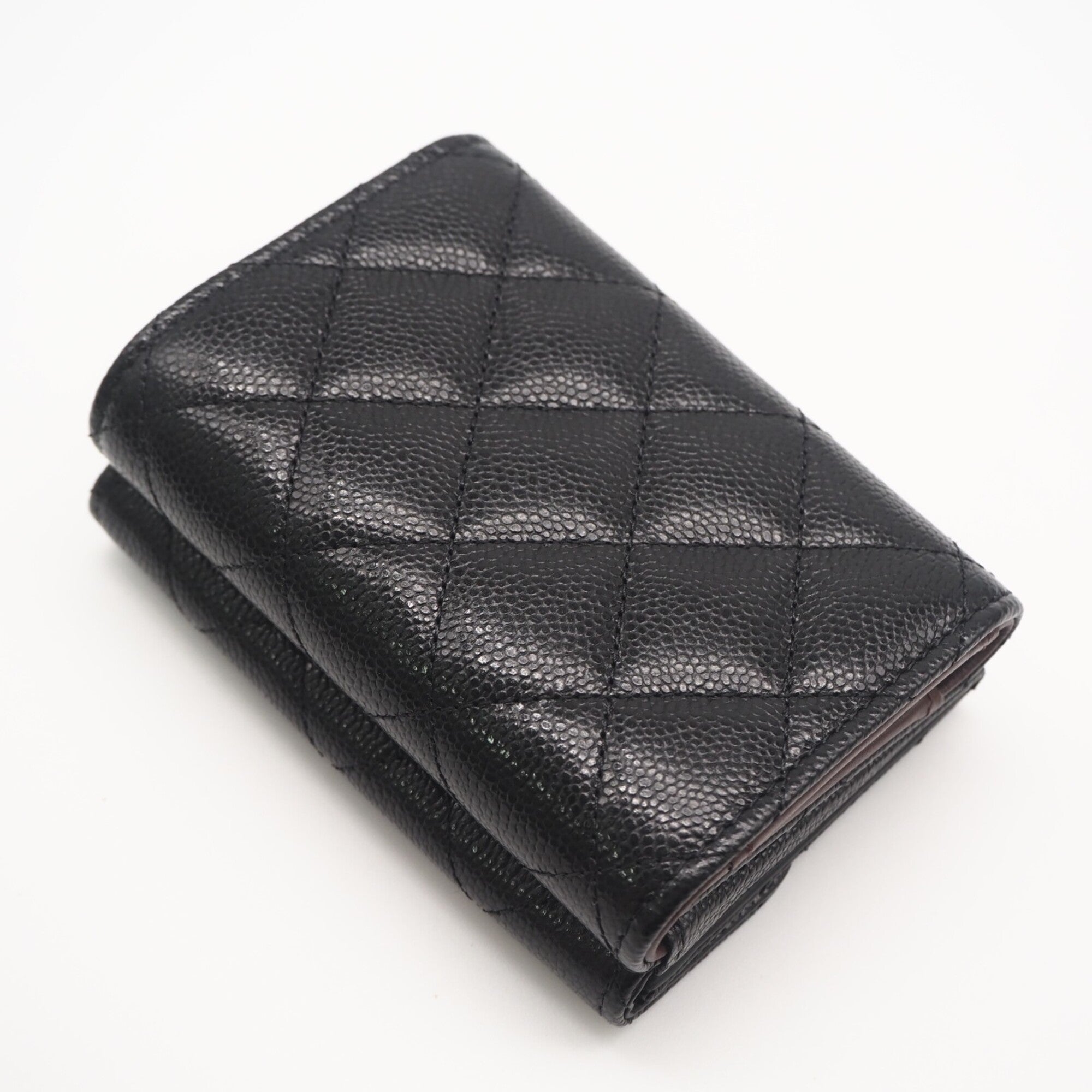 Chanel Matelasse Black Grained Calfskin Wallet (Tri-Fold) (Pre-Owned)