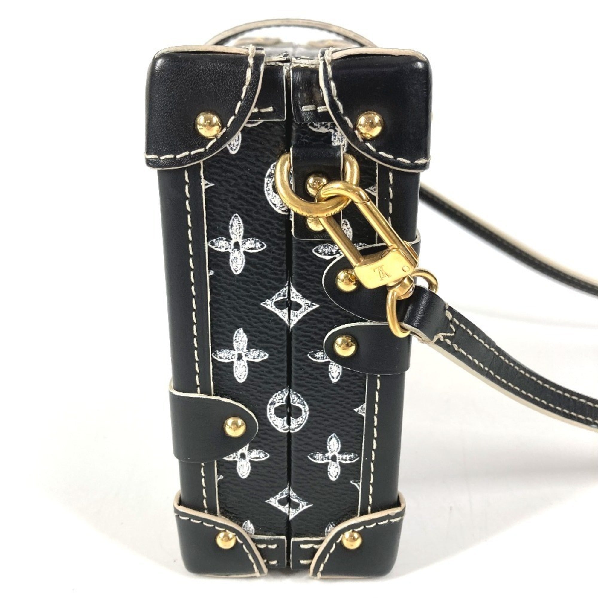 Louis Vuitton Monogram Black Leather Clutch Bag Shoulder Bag (Pre-Owned)