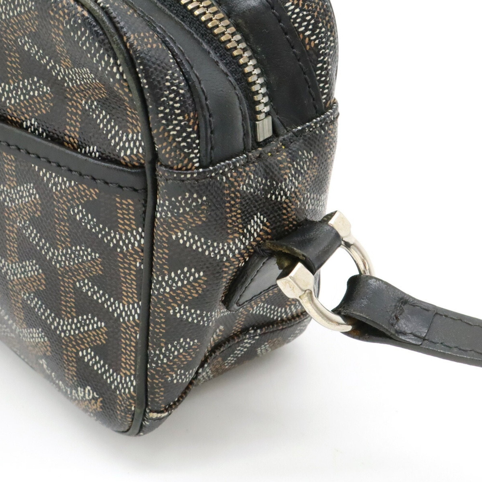 Goyard Black Brown White Coated Canvas Leather Pochette Shoulder Bag (Pre-Owned)