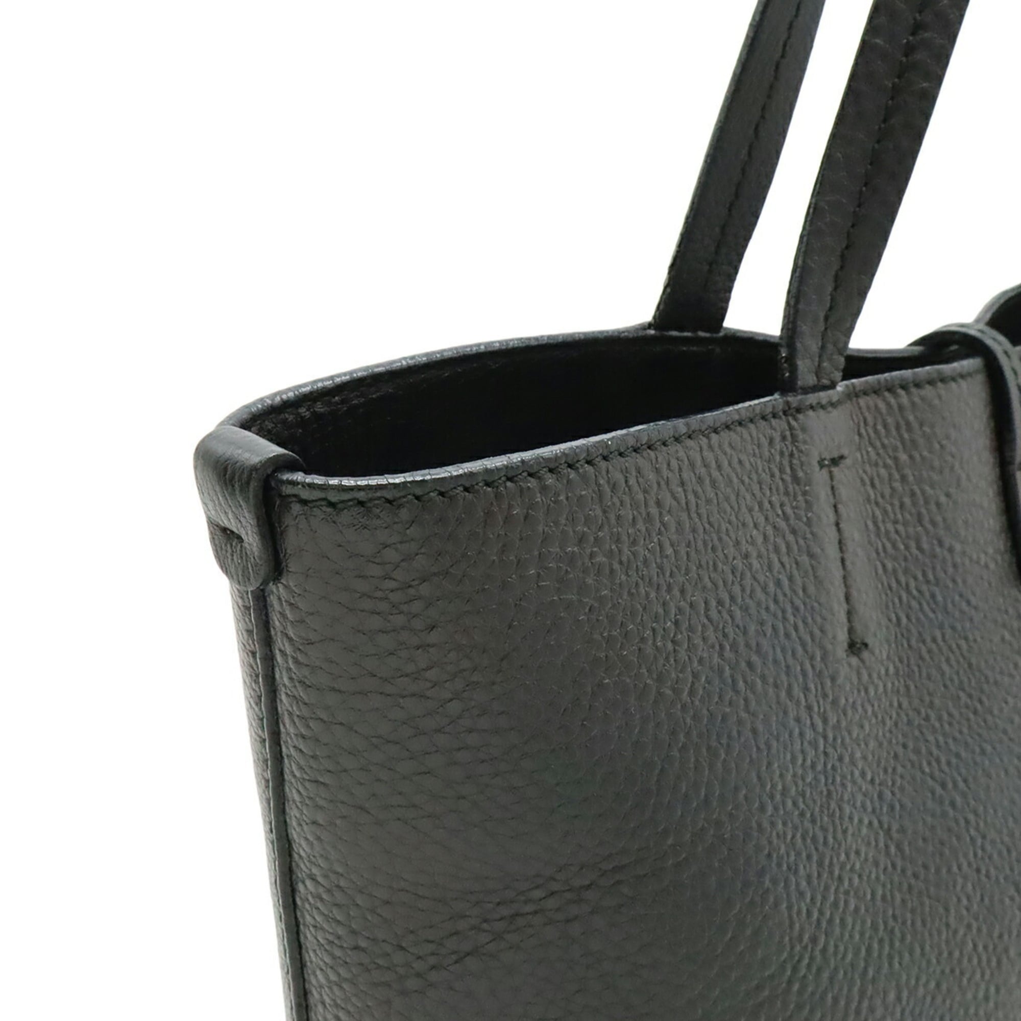 Salvatore Ferragamo Black Leather Handbag Tote Bag (Pre-Owned)