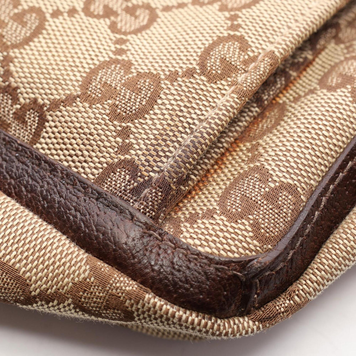 Gucci Beige Brown Canvas Leather Handbag Tote Bag (Pre-Owned)