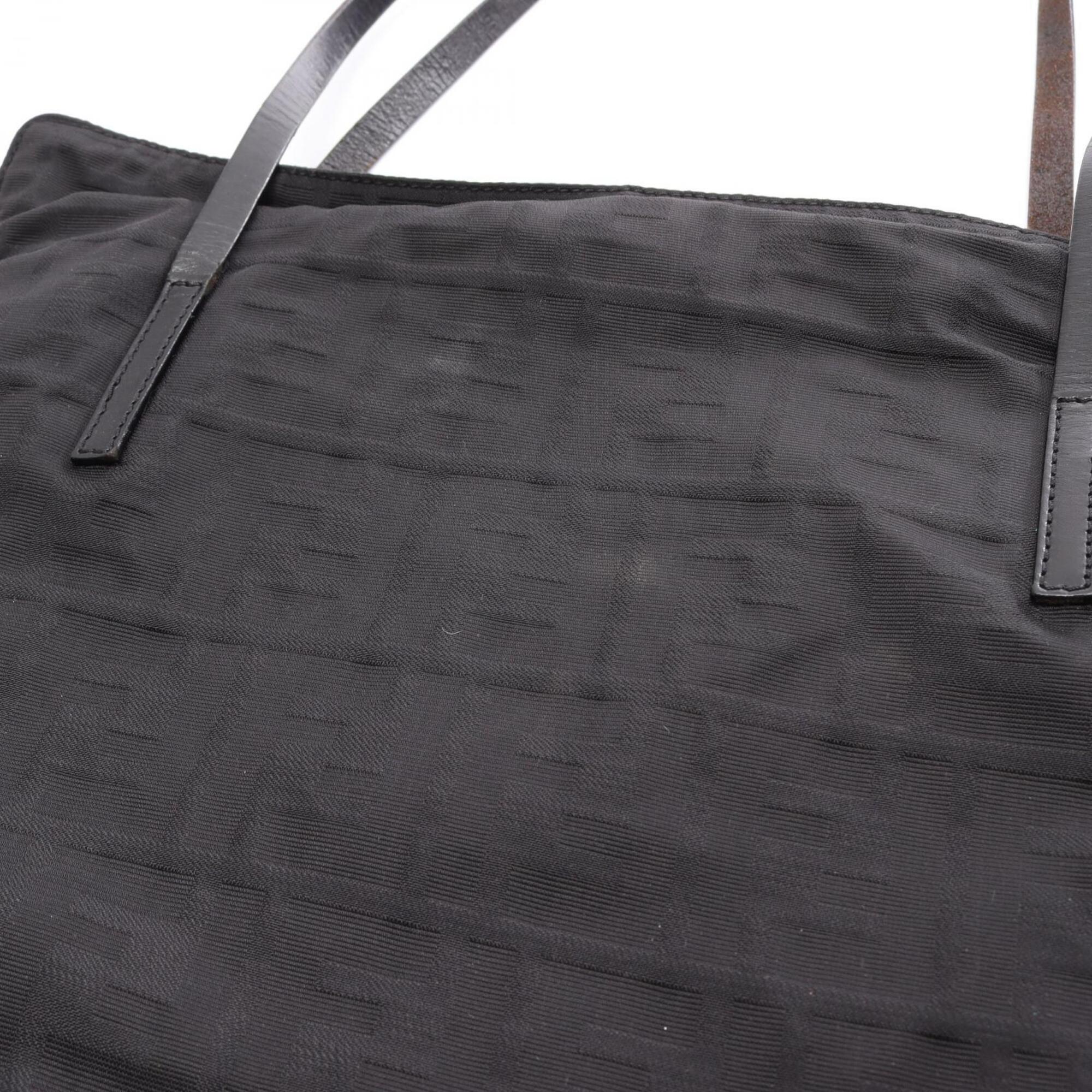 Fendi Black Nylon Leather Handbag Tote Bag (Pre-Owned)