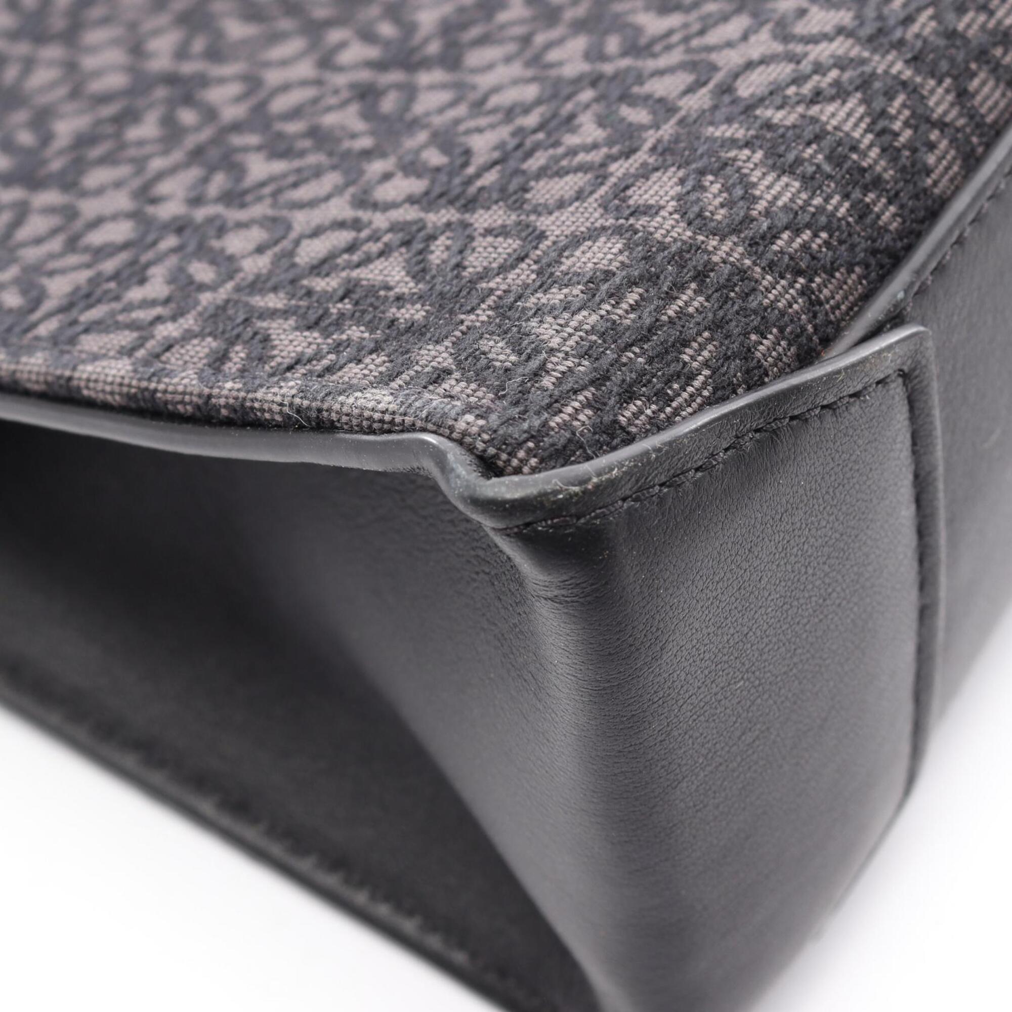 Loewe Black Gray Canvas Leather Handbag Tote Bag (Pre-Owned)