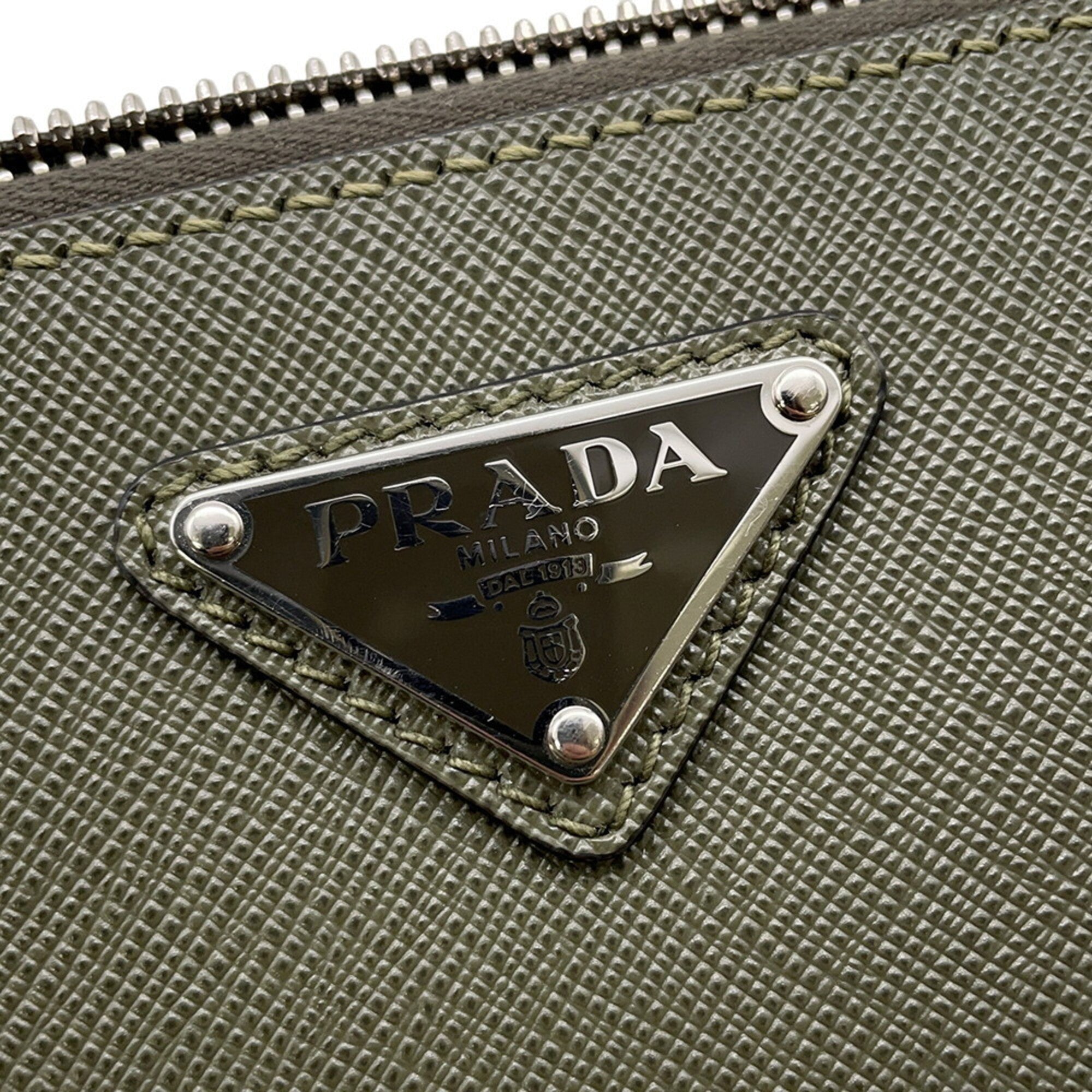 Prada Khaki Saffiano Handbag Shoulder Bag (Pre-Owned)