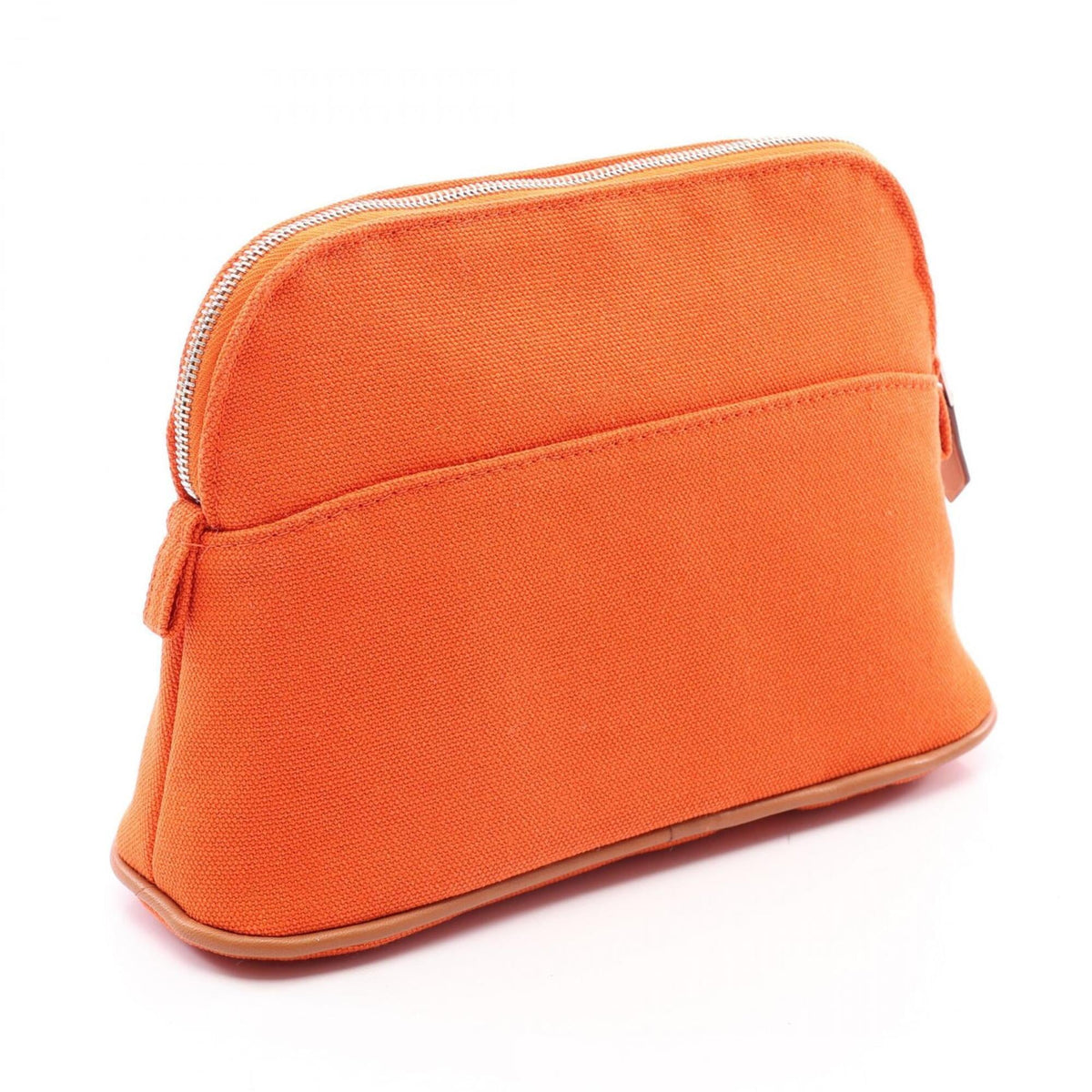 Hermes Feu Orange Canvas Leather Pouch (Pre-Owned)