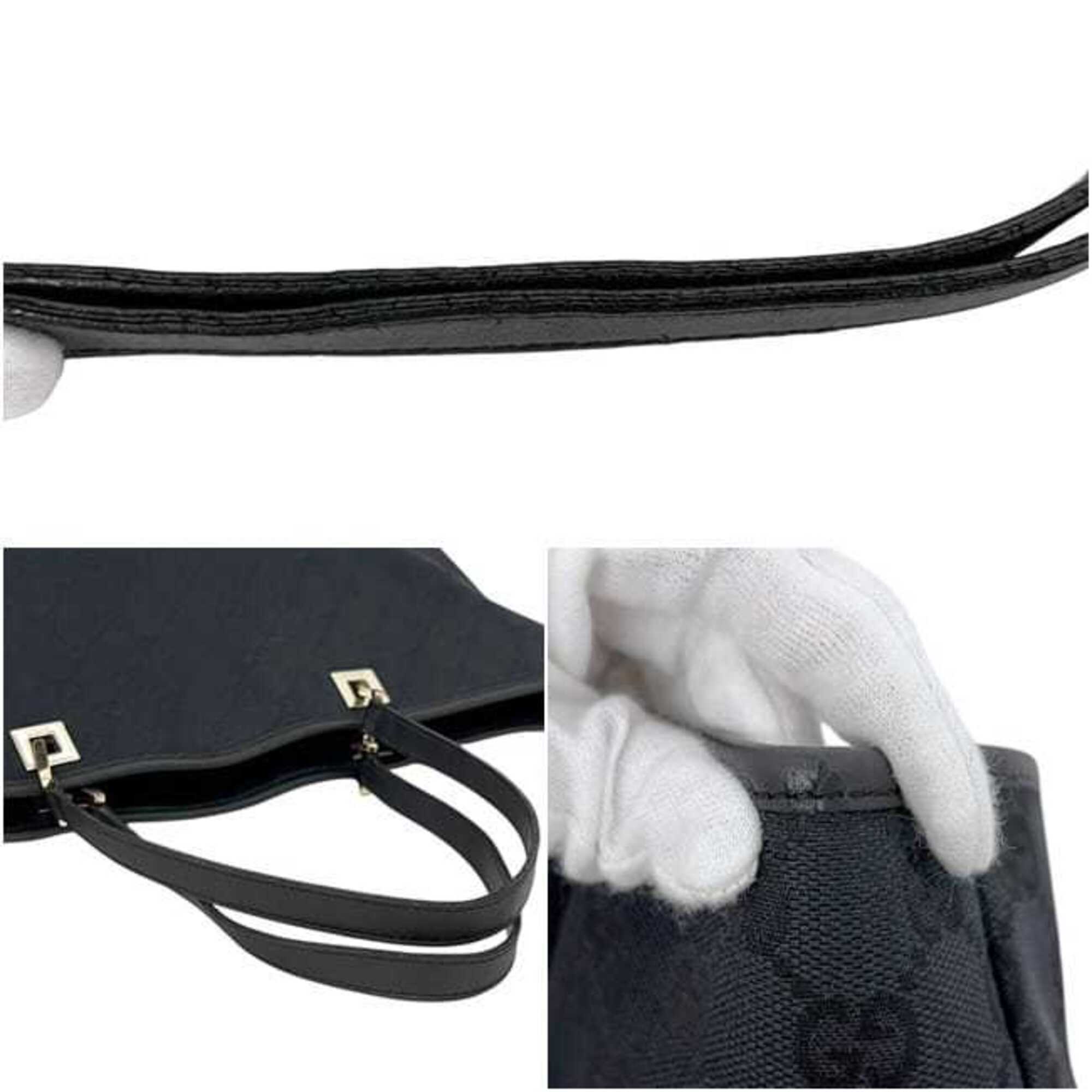 Gucci Black Gg Canvas Leather Tote Bag (Pre-Owned)