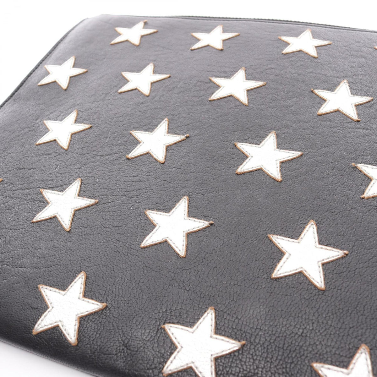 Yves Saint Laurent Black Silver Leather Clutch Bag (Pre-Owned)