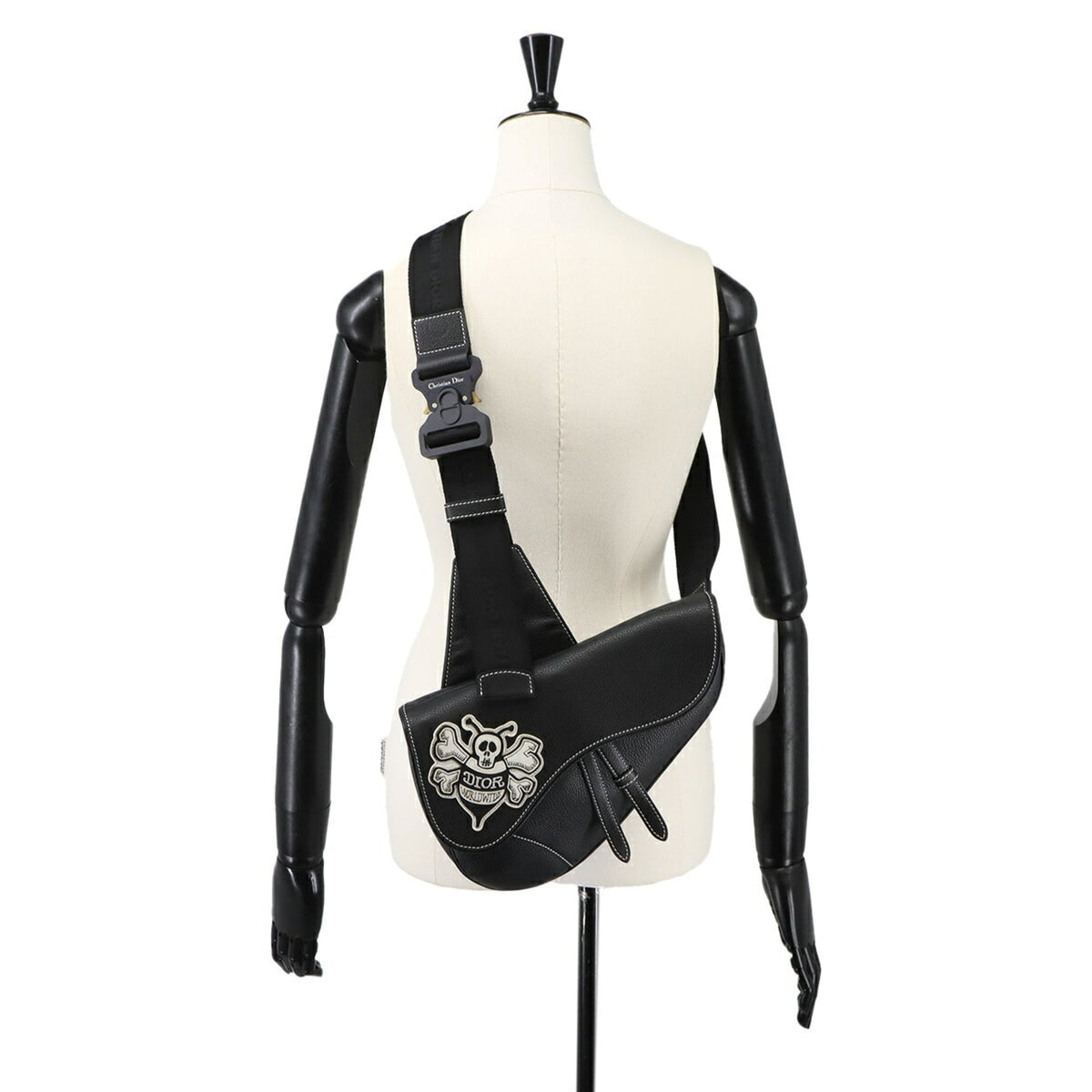 Christian Dior Black Leather Handbag Saddle Bag Shoulder Bag (Pre-Owned)