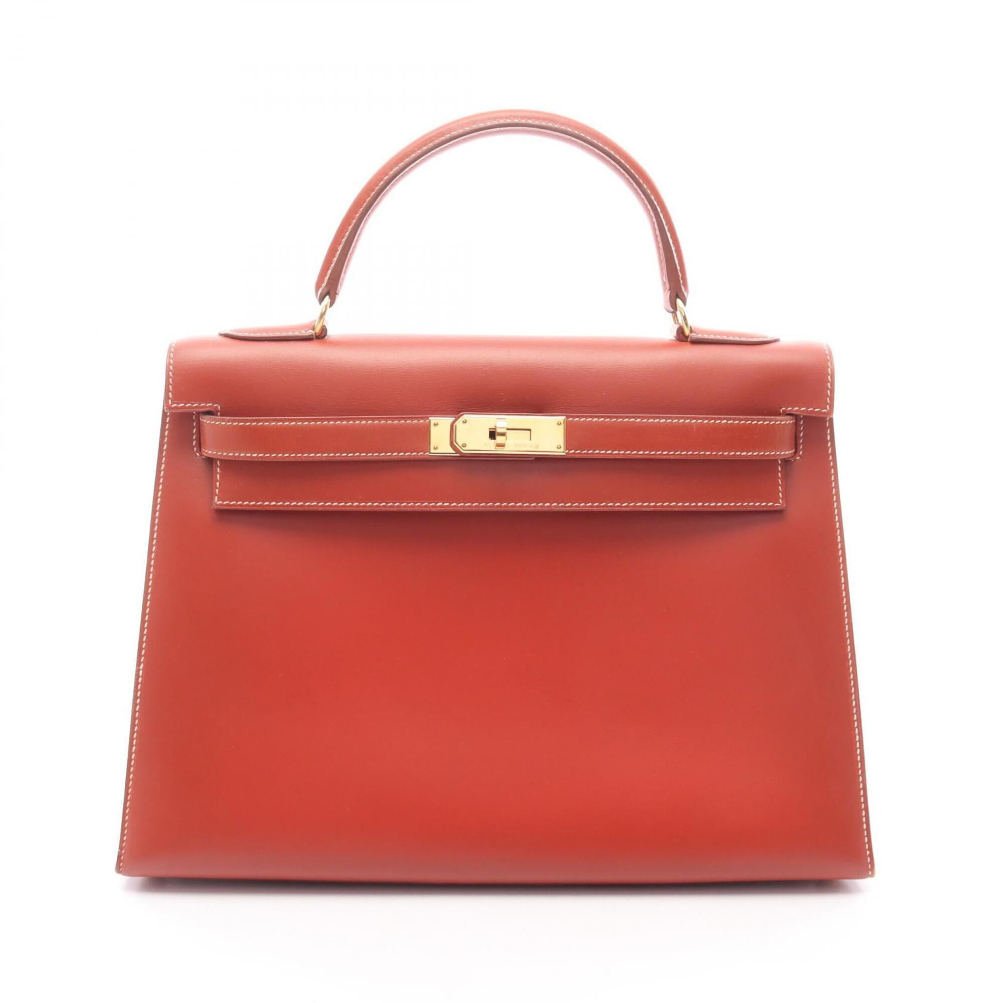 Hermes Brown Box Calf Leather Handbag (Pre-Owned)