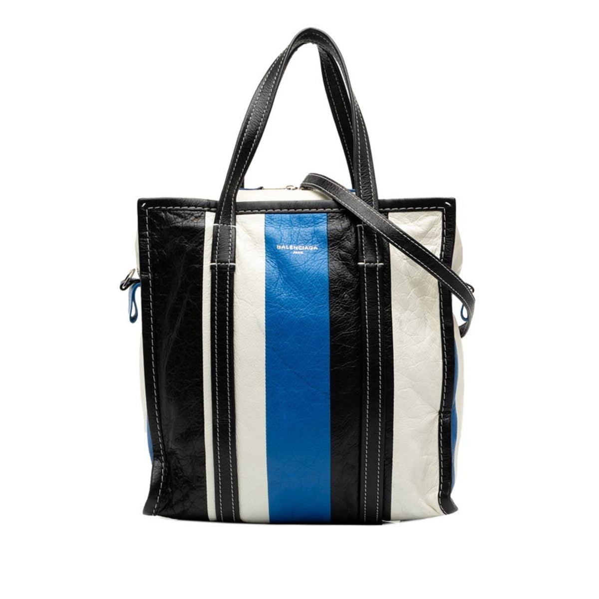 Balenciaga Black Blue White Leather Handbag Shoulder Bag (Pre-Owned)