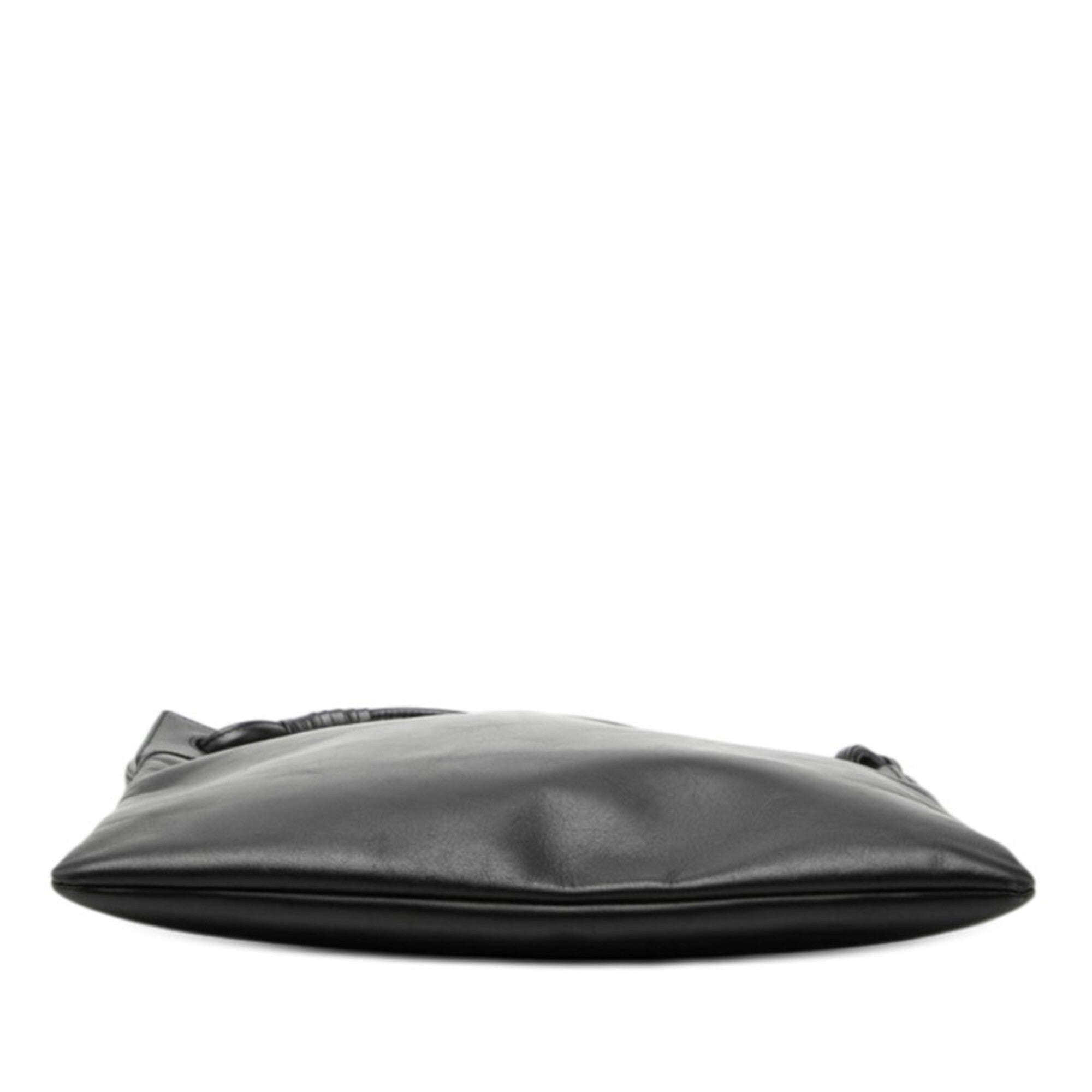 Bottega Veneta Black Leather Messenger Bag Shoulder Bag (Pre-Owned)
