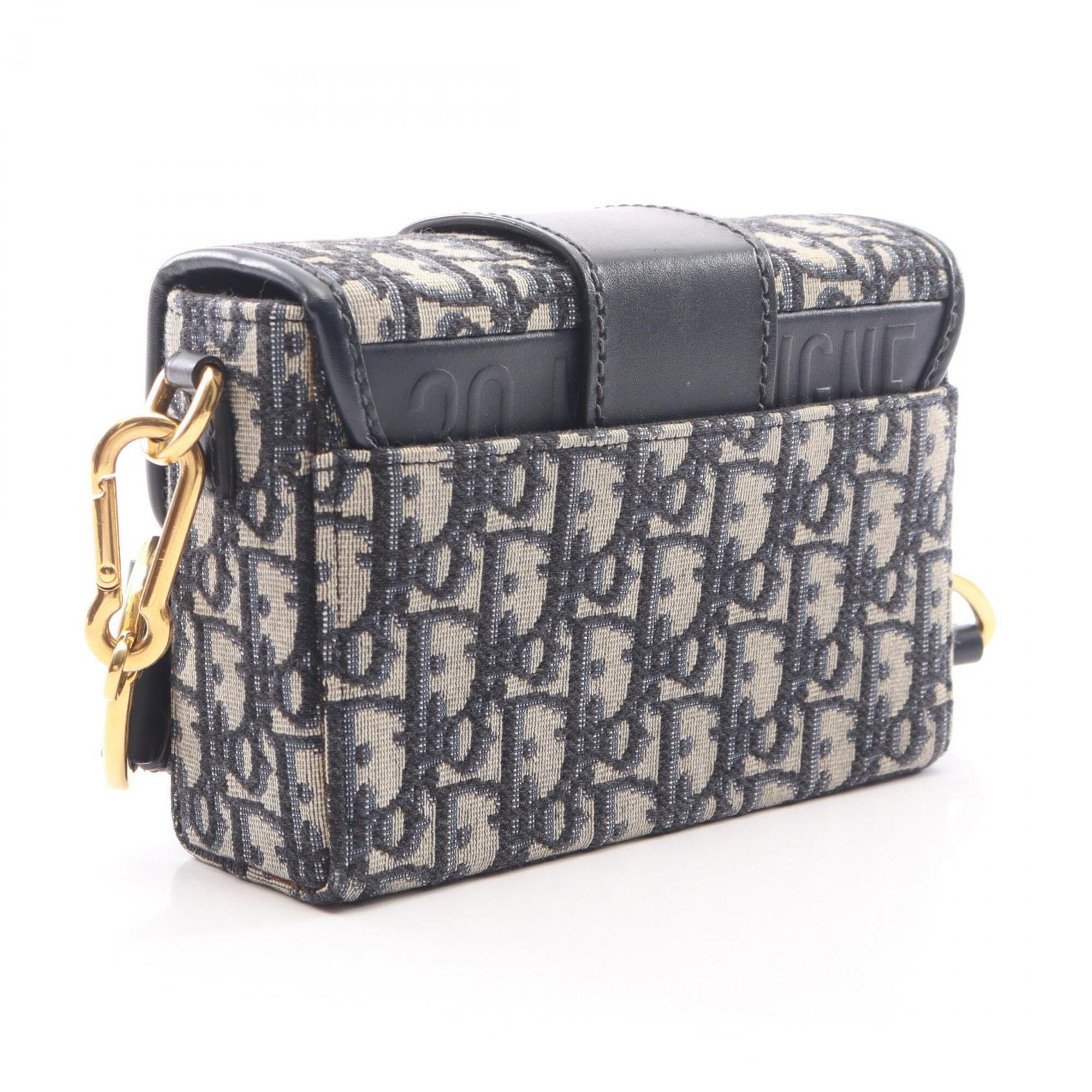 Christian Dior Navy Canvas Leather Handbag Shoulder Bag (Pre-Owned)