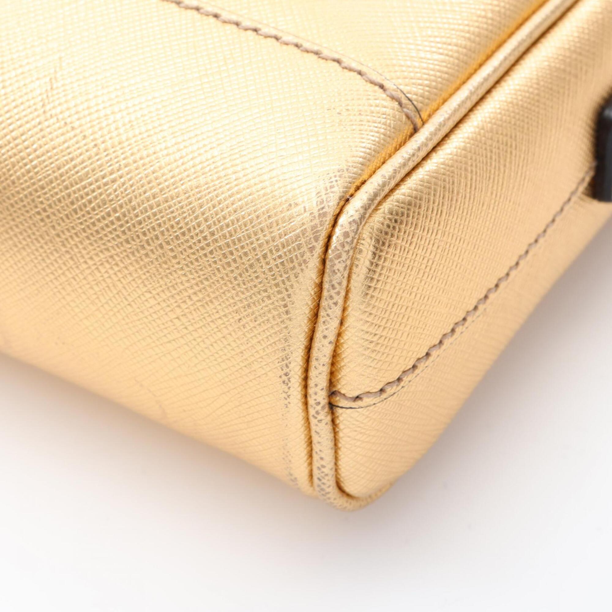 Prada Gold Saffiano Handbag Shoulder Bag (Pre-Owned)