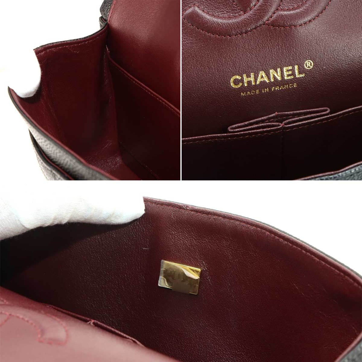Chanel Black Grained Calfskin Handbag Shoulder Bag (Pre-Owned)