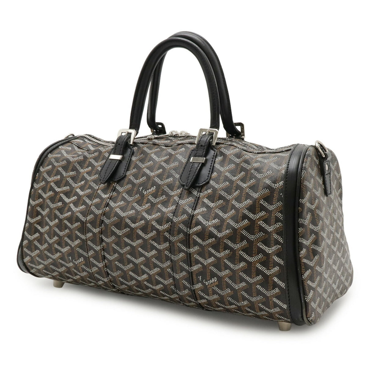 Goyard Black Brown White Coated Canvas Leather Handbag (Pre-Owned)