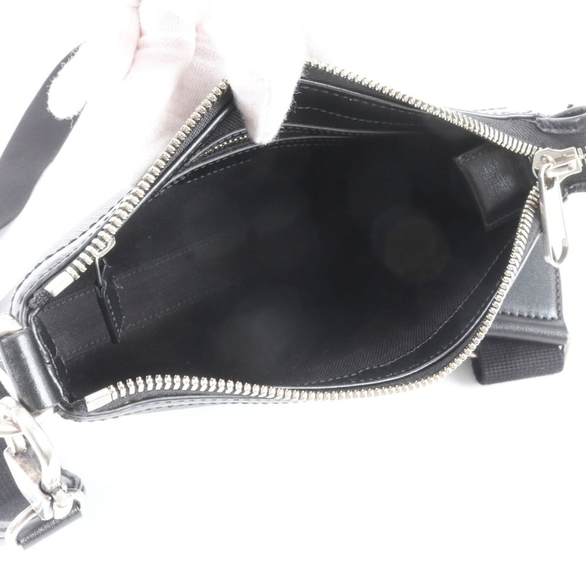 Gucci Black Leather Coated Canvas Messenger Bag Shoulder Bag (Pre-Owned)
