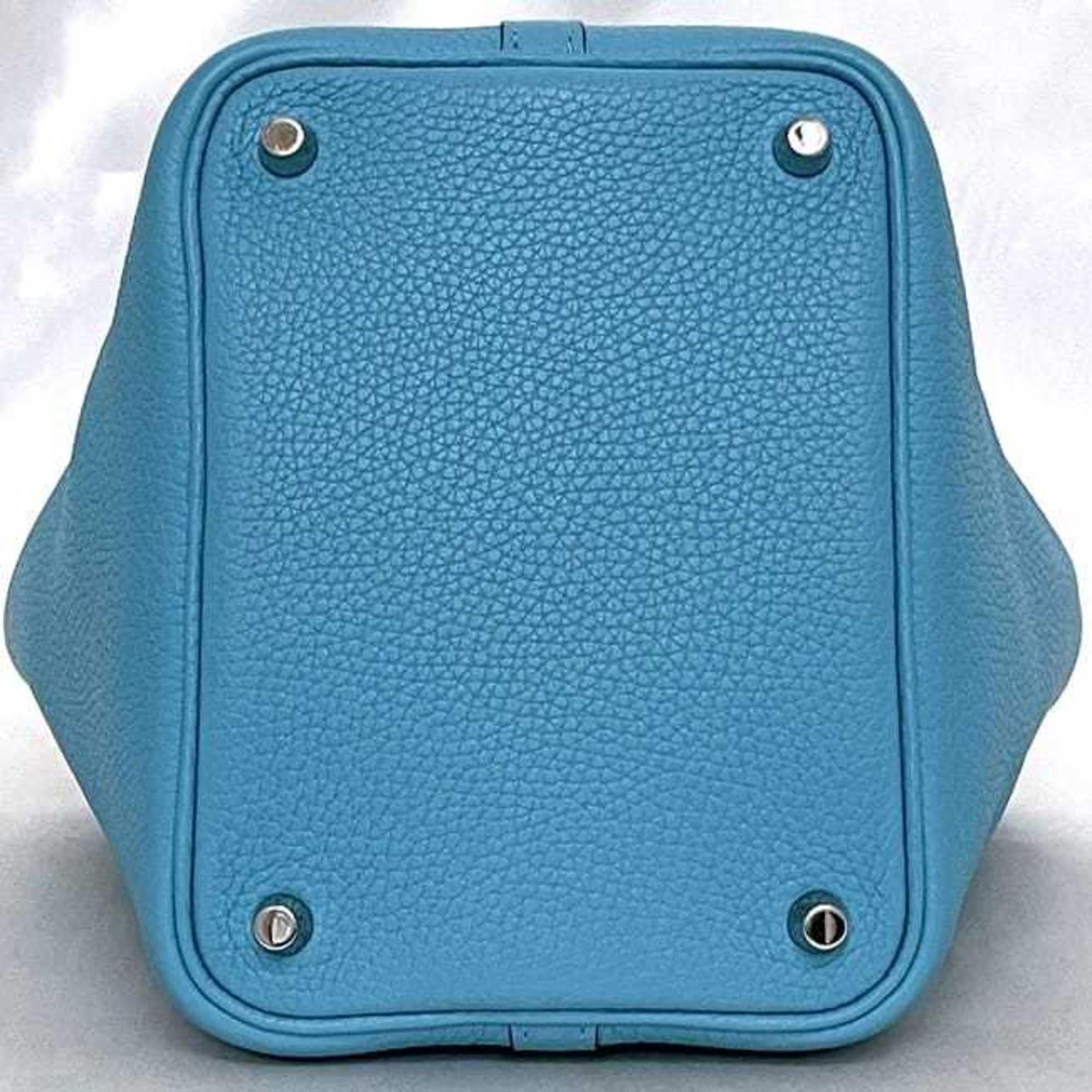 Hermes Blue Jean Light Blue Leather Taurillon Clemence Leather Handbag (Pre-Owned)