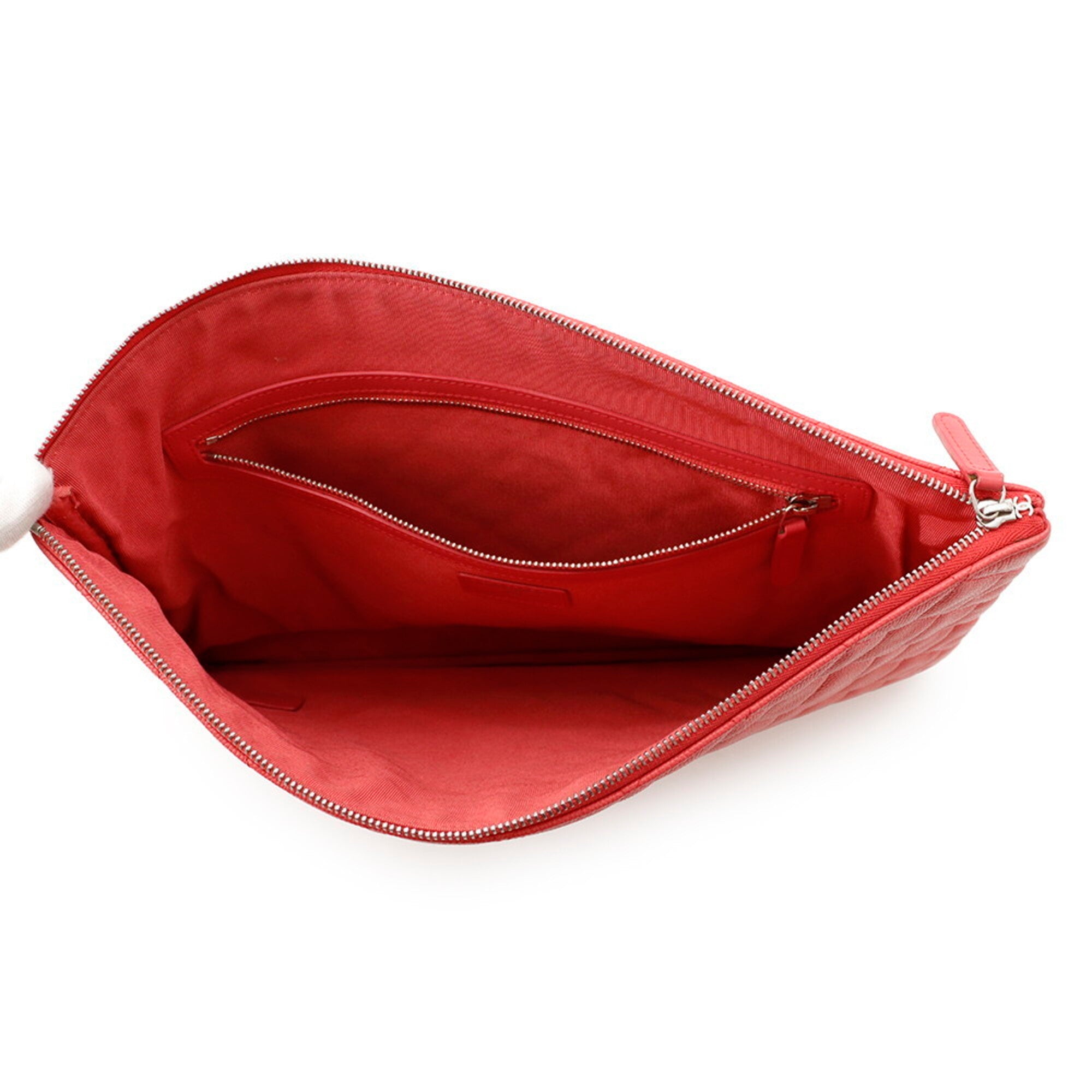 Chanel Matelasse Pink Grained Calfskin Clutch Bag (Pre-Owned)