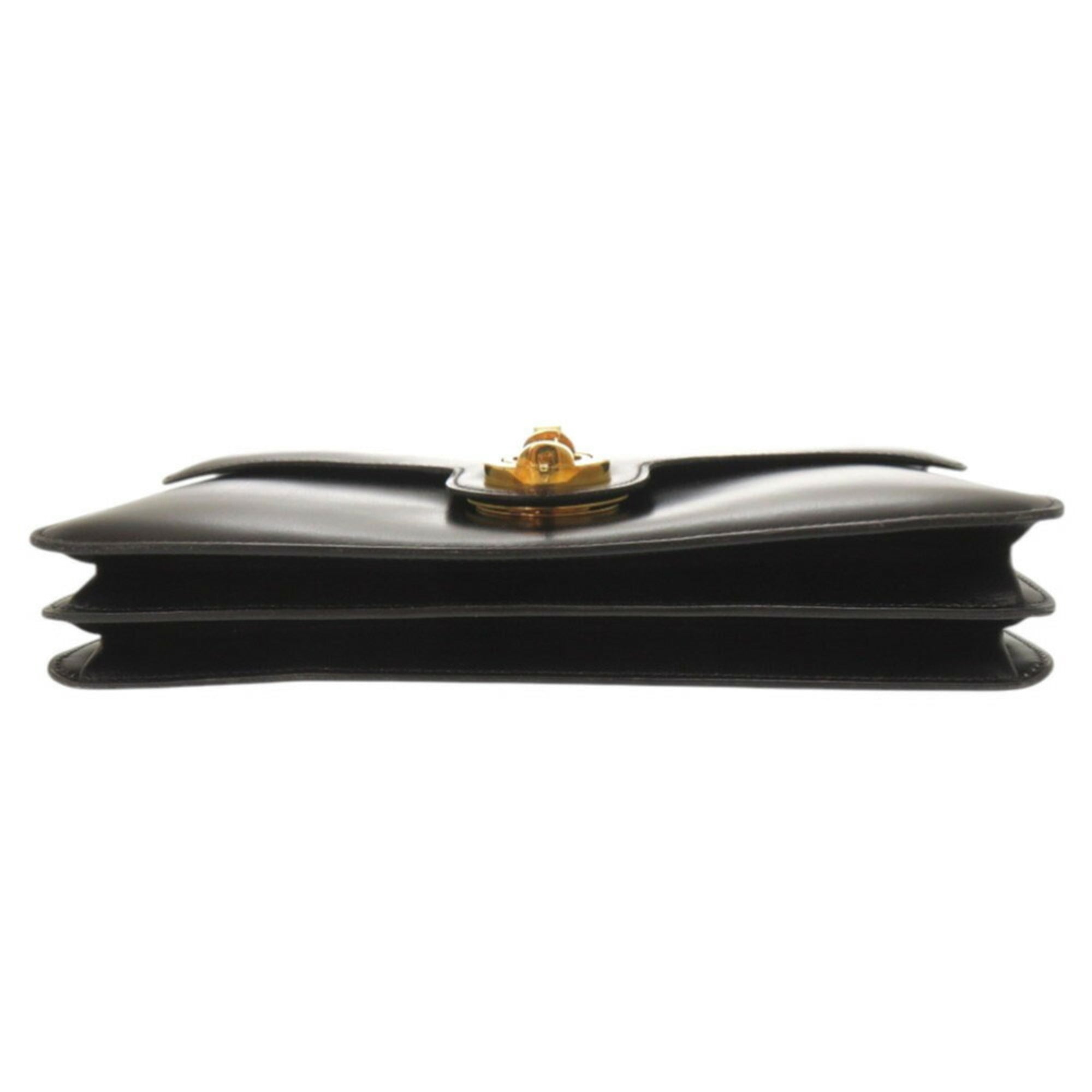 Hermes Black Leather Handbag (Pre-Owned)