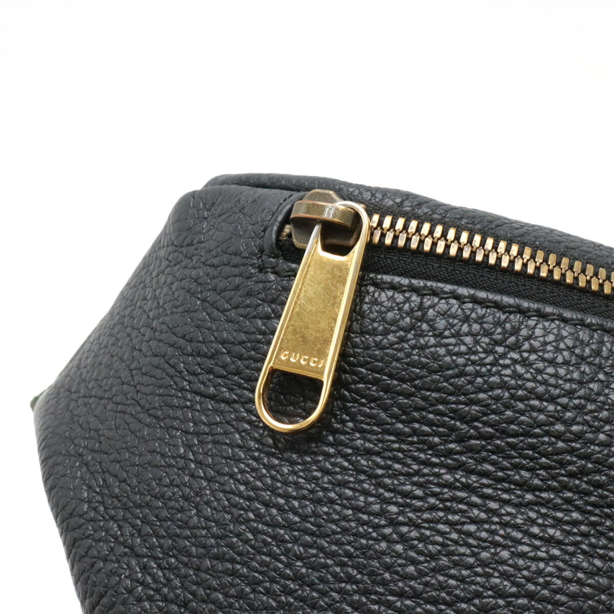 Gucci Black Green Red Color Leather Fanny Pack Sling Bag (Pre-Owned)