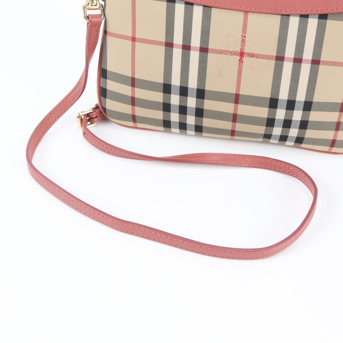 Burberry Beige Pink Leather Nylon Shoulder Bag (Pre-Owned)