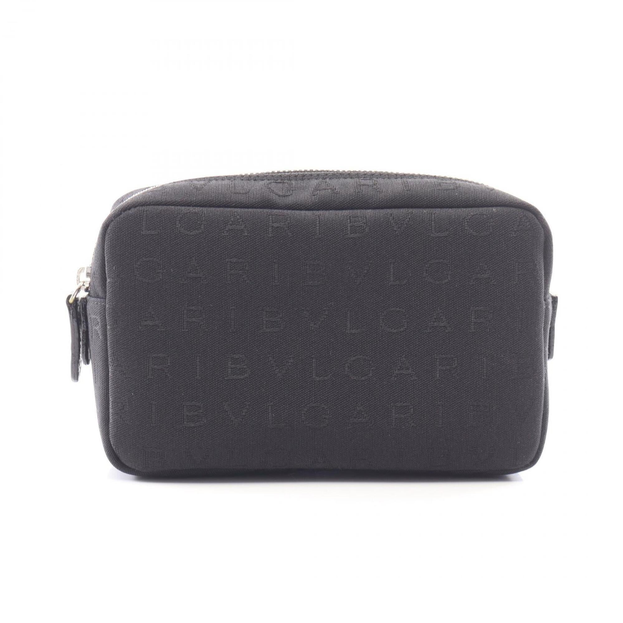Bvlgari Black Canvas Leather Handbag Pouch (Pre-Owned)