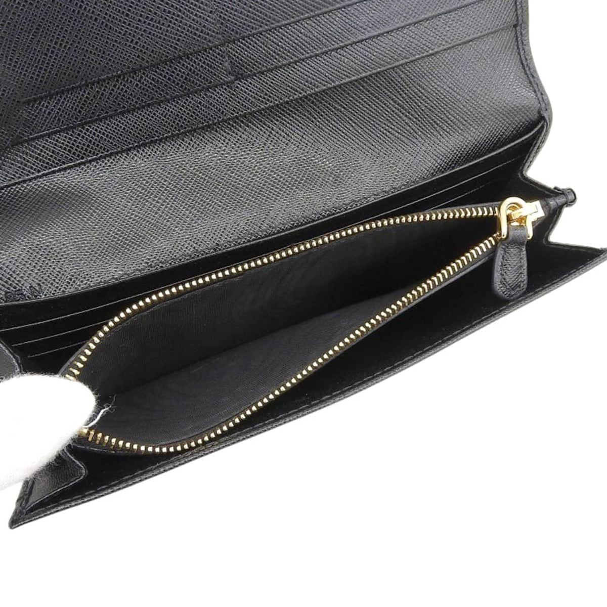 Prada Black Saffiano Triangle Long Wallet (Bi-Fold) (Pre-Owned)