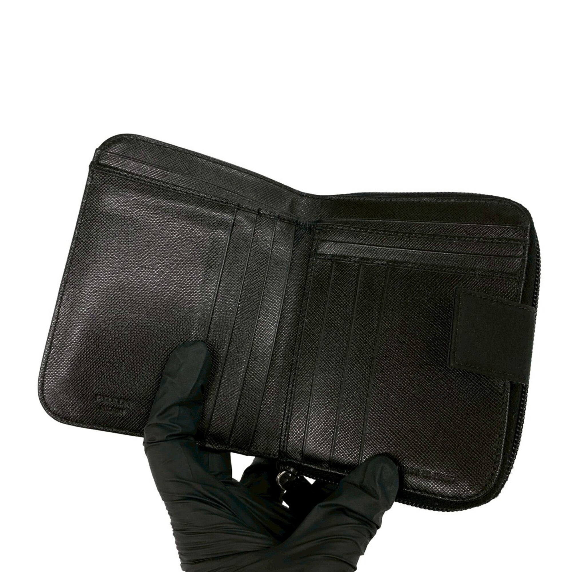 Prada Black Leather Nylon Wallet (Bi-Fold) (Pre-Owned)