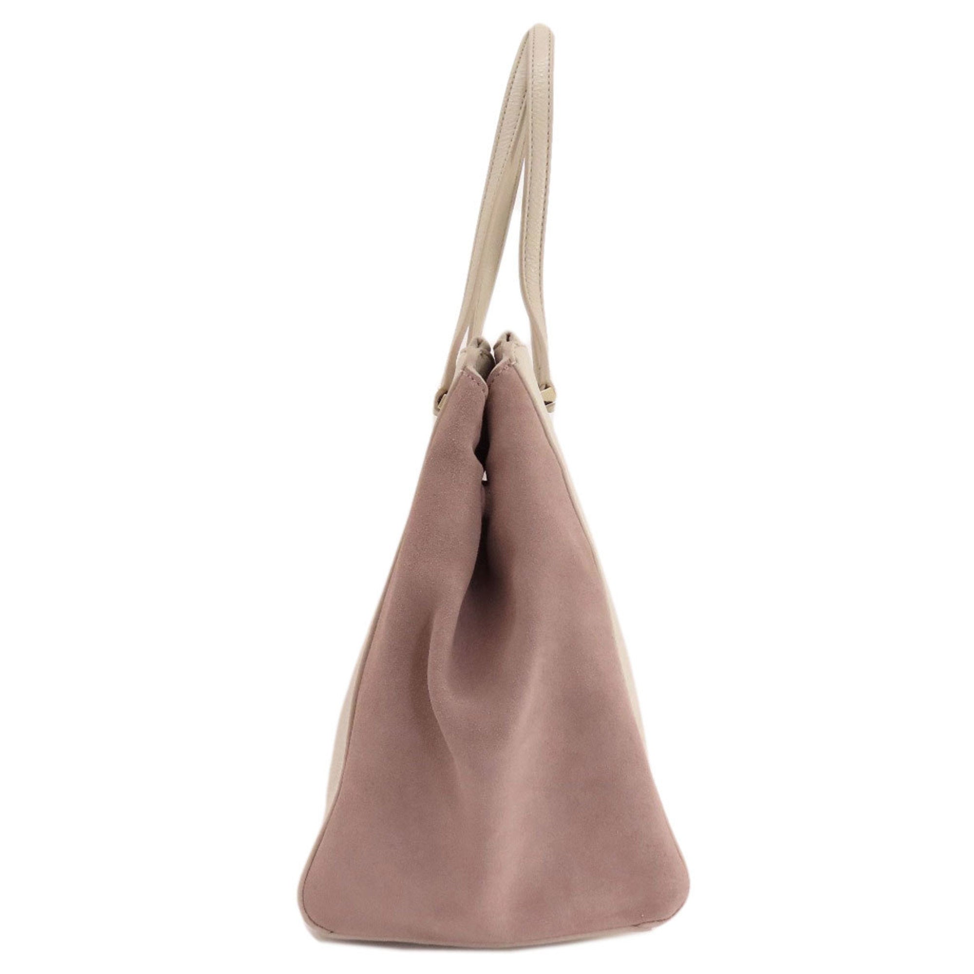 Kate Spade Beige Pink Leather Suede Tote Bag (Pre-Owned)