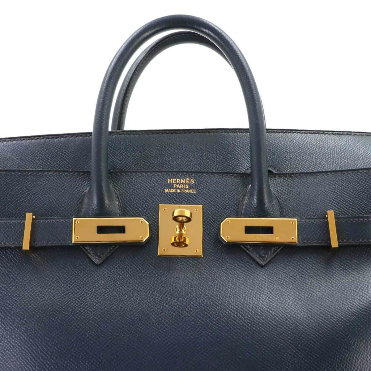 Hermes Haute A Courroies Blue Indigo Courchevel Leather Handbag (Pre-Owned)