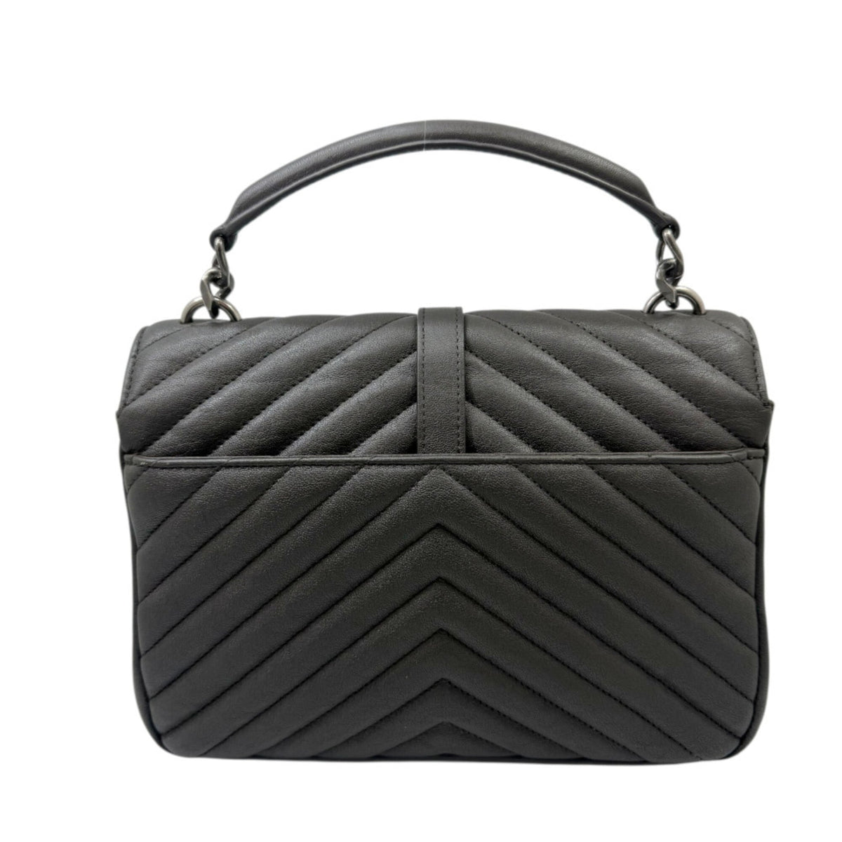 Saint Laurent Dark Gray Leather Shoulder Bag (Pre-Owned)