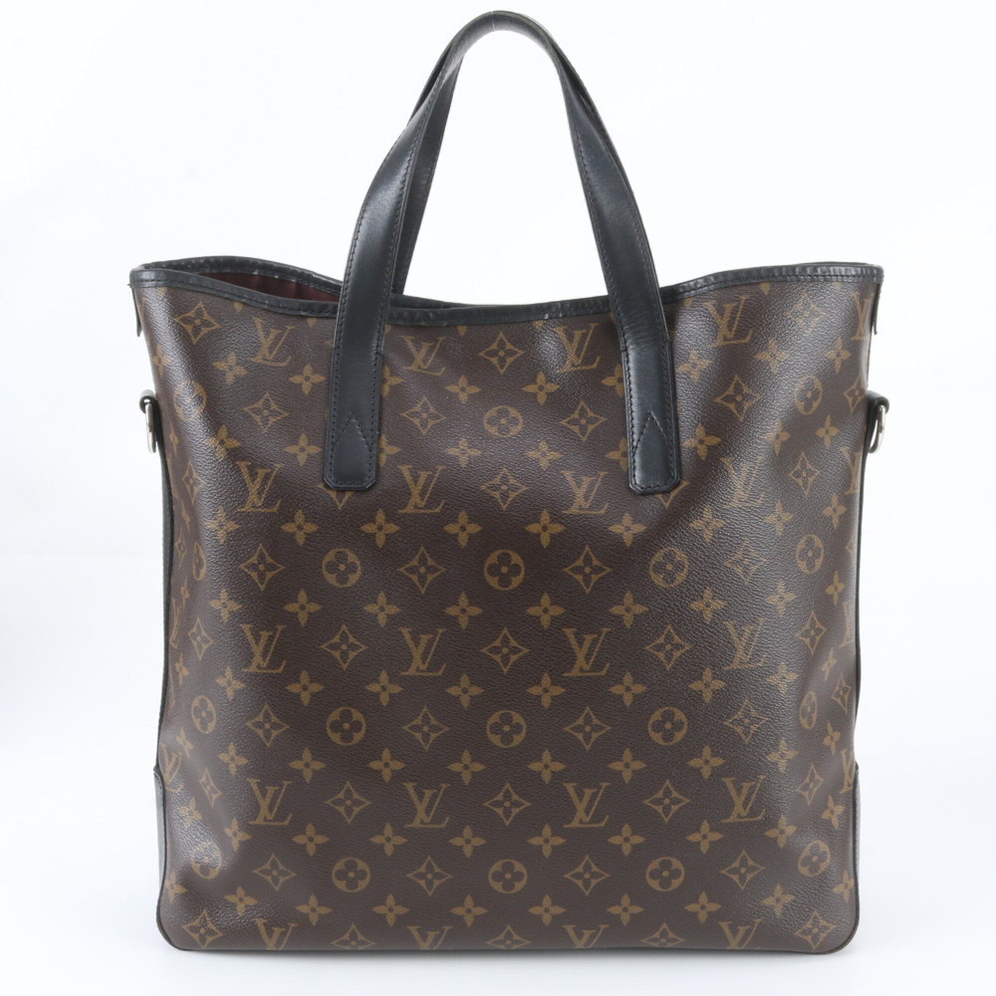 Louis Vuitton Black Brown Leather Coated Canvas Tote Bag (Pre-Owned)