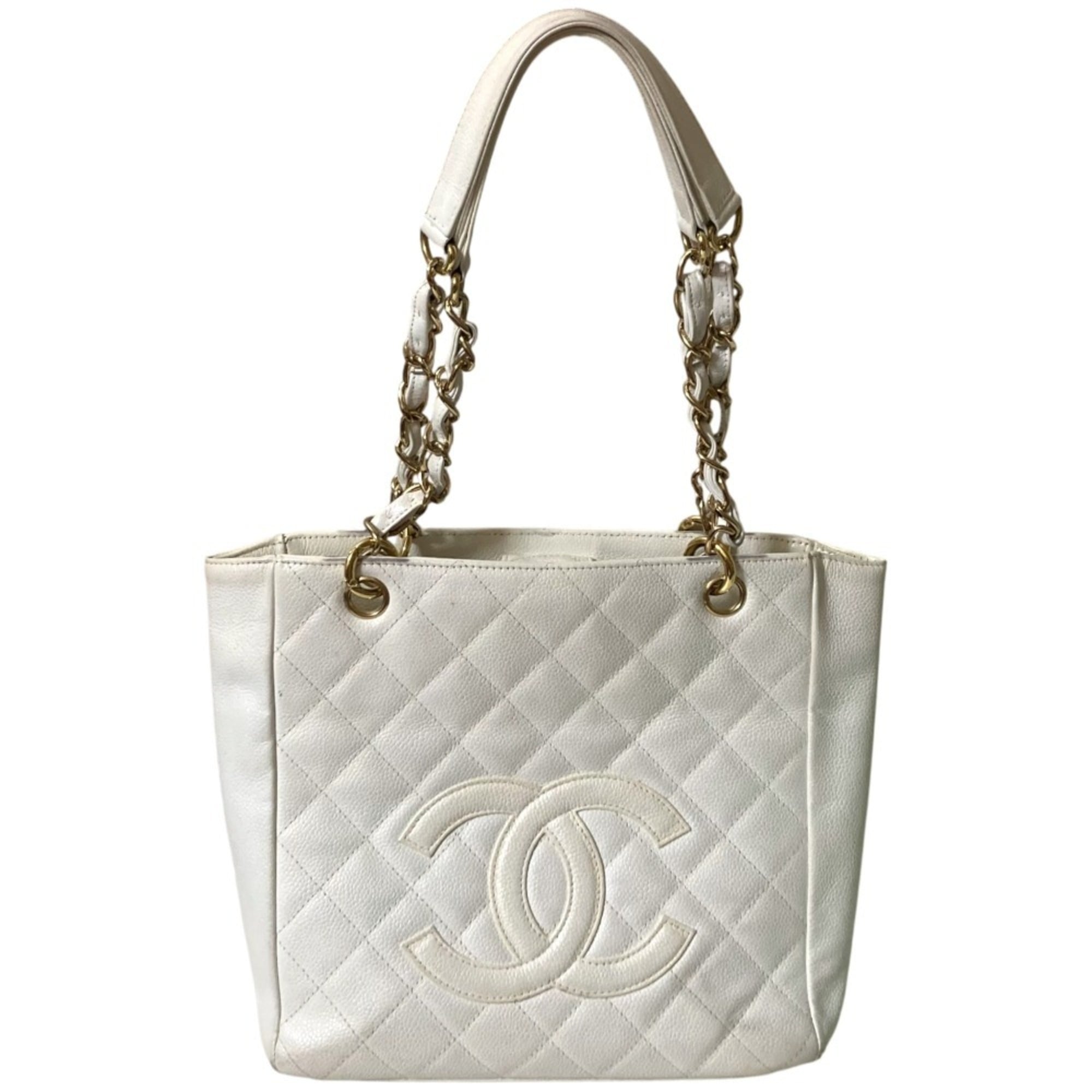 Chanel White Grained Calfskin Shoulder Bag (Pre-Owned)