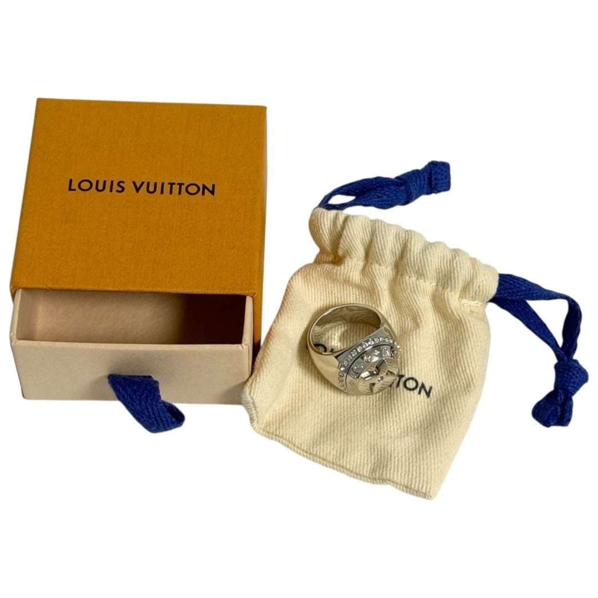 Louis Vuitton Metal Rhinestone Band Ring (Pre-Owned)