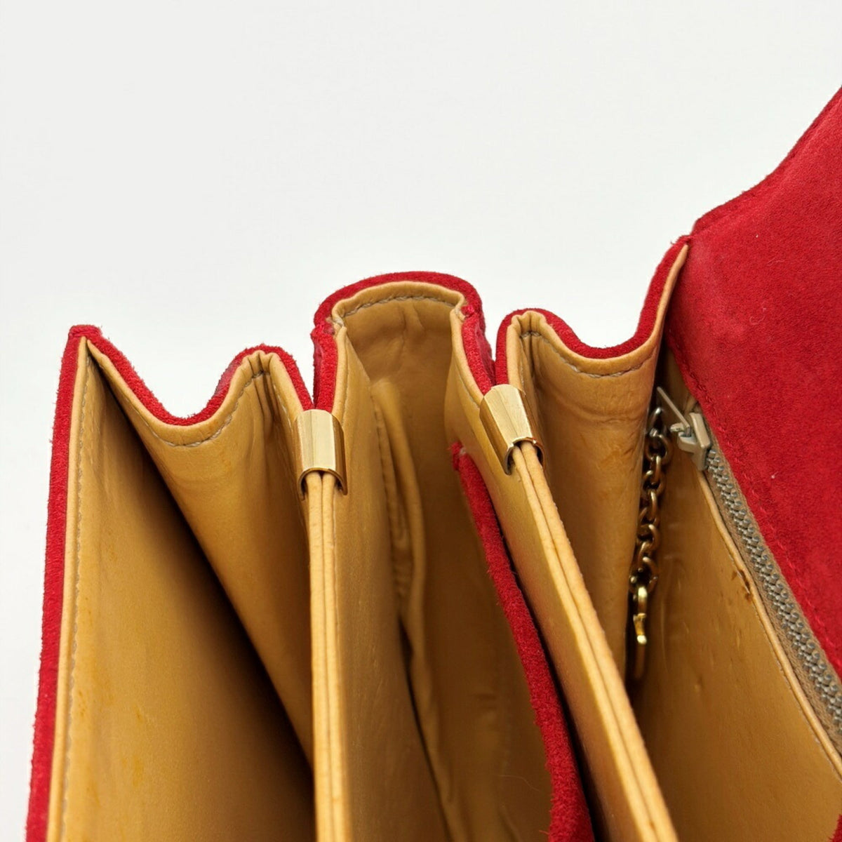 Celine Red Color Suede Leather Handbag (Pre-Owned)