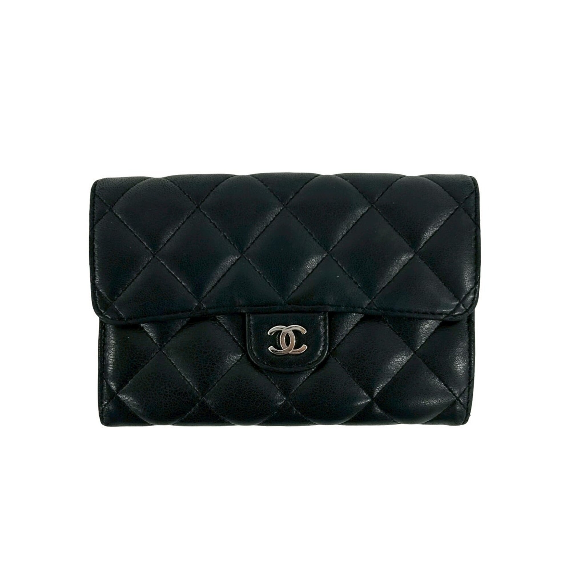 Chanel Black Leather Wallet (Bi-Fold) (Pre-Owned)