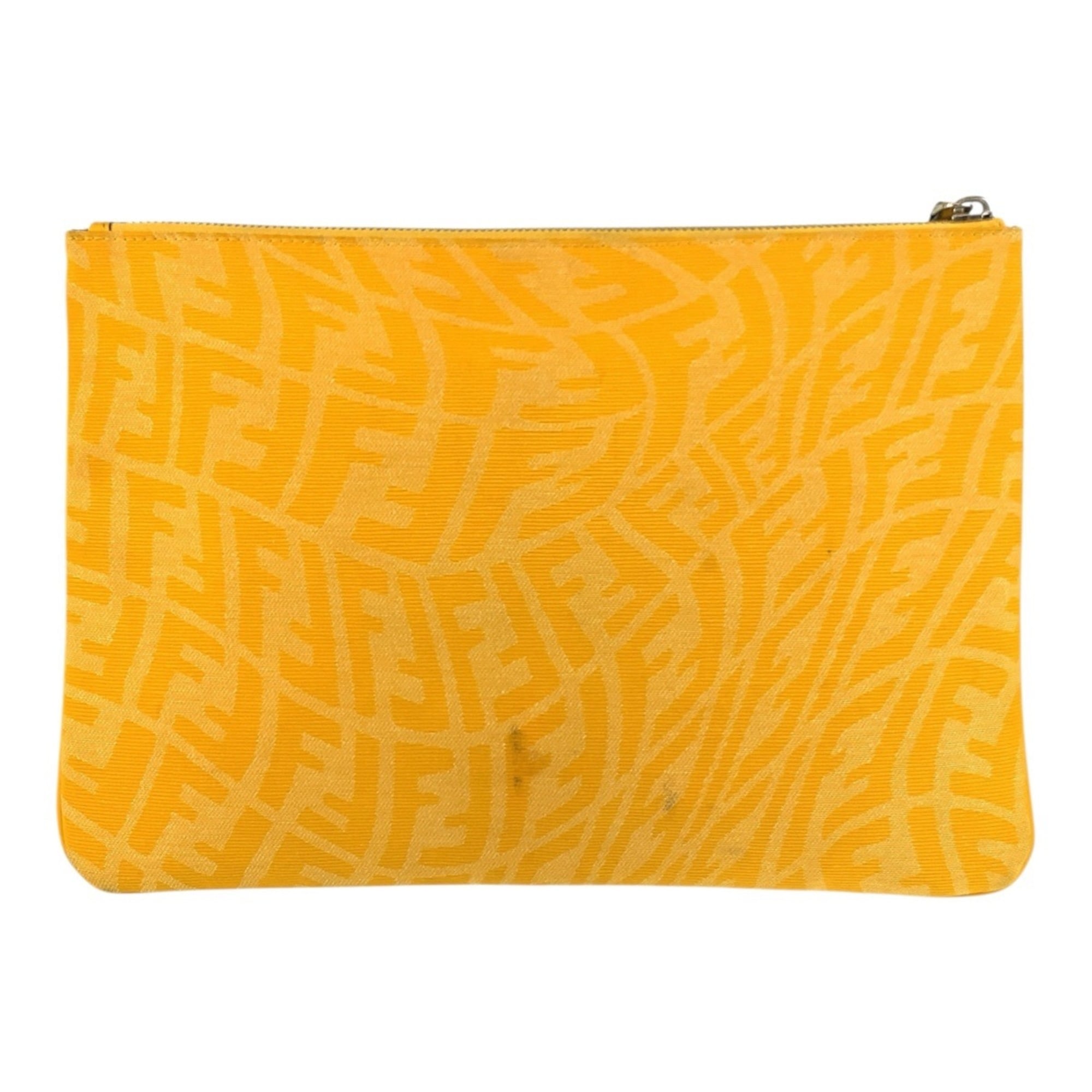 Fendi Yellow Canvas Clutch Bag (Pre-Owned)