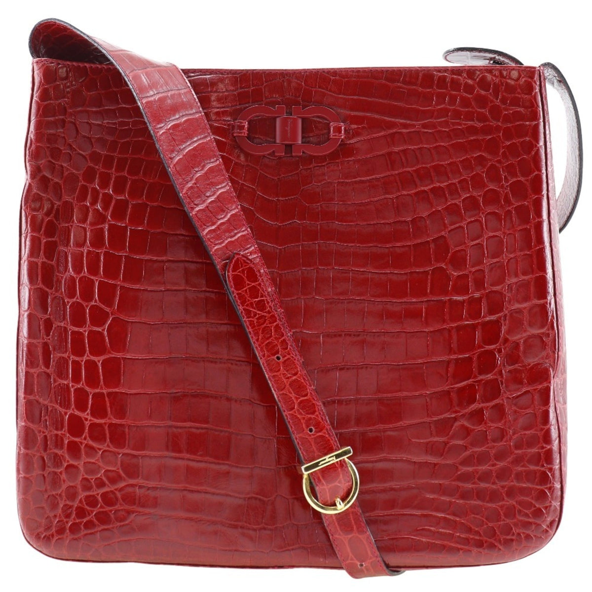 Salvatore Ferragamo Red Color Leather Shoulder Bag (Pre-Owned)